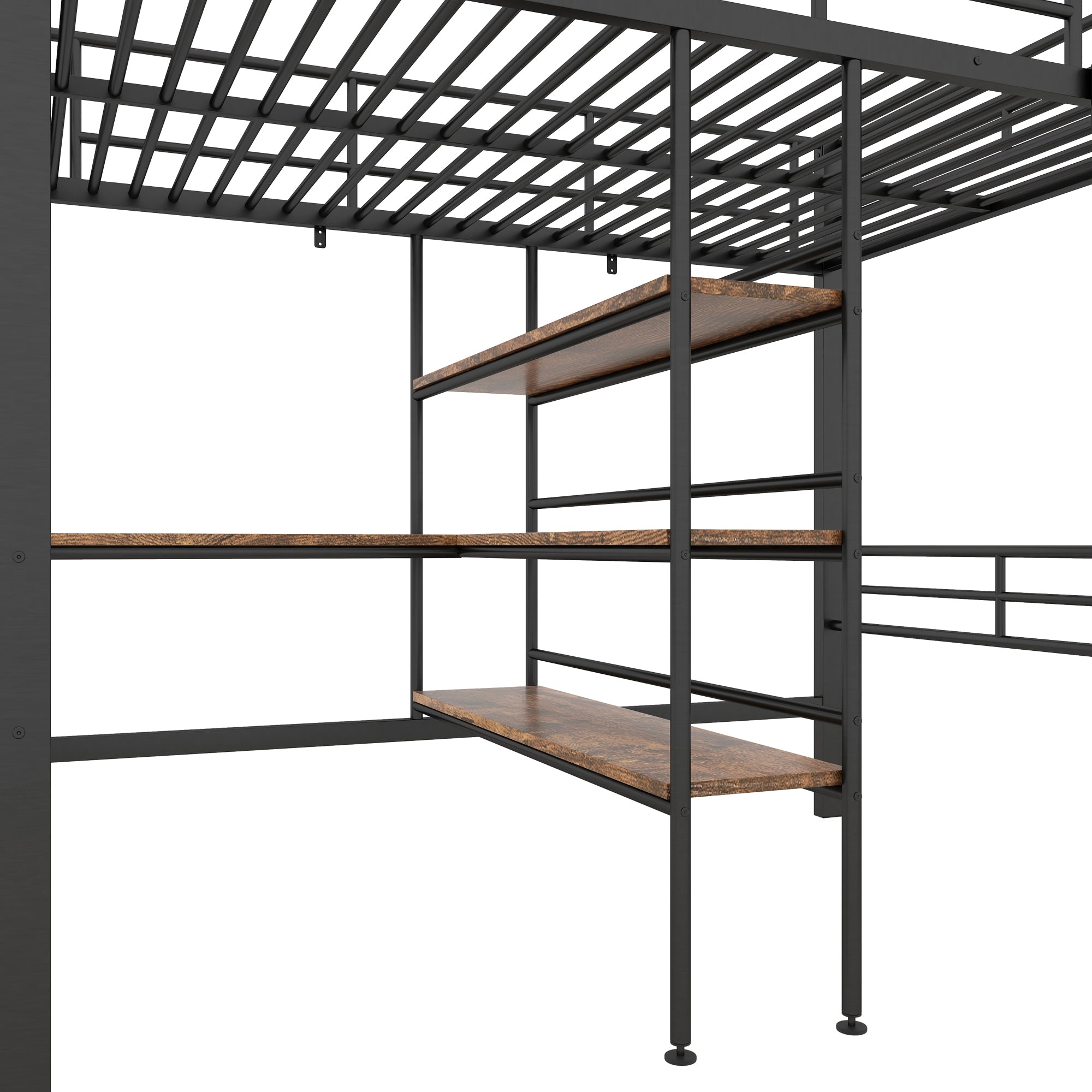 Logidon hoogslaper 90x200 cm met bureau, metalen frame zwart