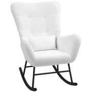 Logidon schommelstoel teddystof wit fluweel - relaxstoel 95x67 cm