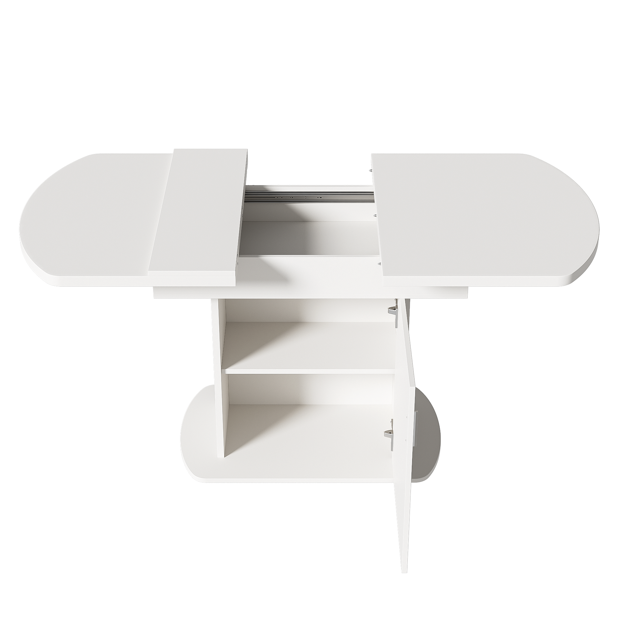Logidon Witte Uitschuifbare Ovale Eettafel Met Opbergruimte L110/130 B70 H75