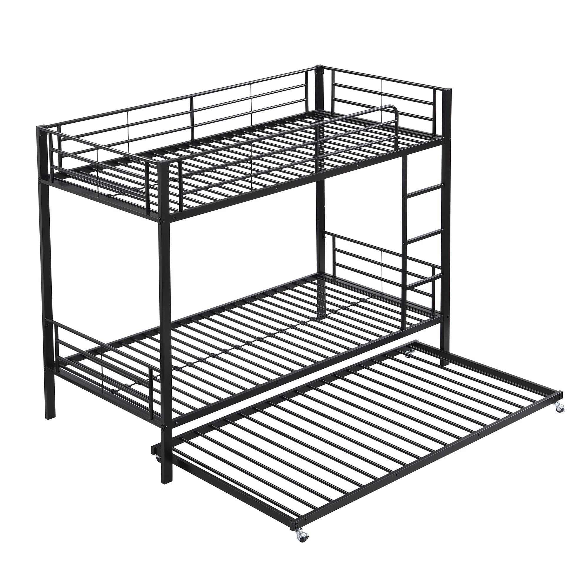 Logidon Stapelbed Ijzer Zwart 90x200 en 90x190 met uitschuifbaar bed