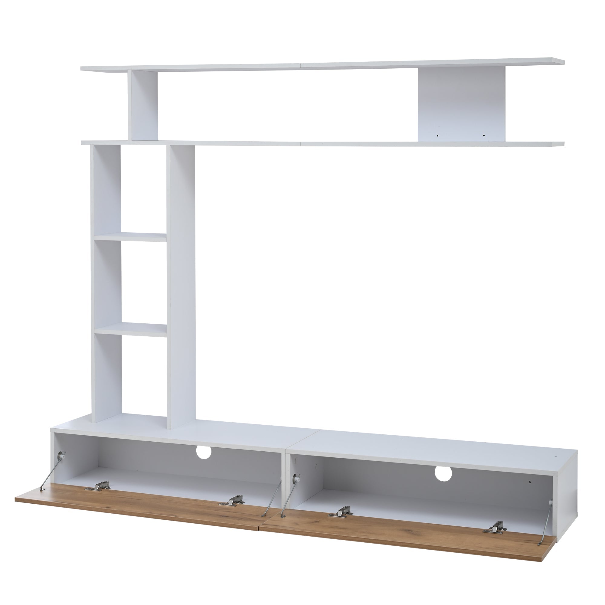 Logidon TV wandmeubel 180 cm wit houtlook met vitrinekasten