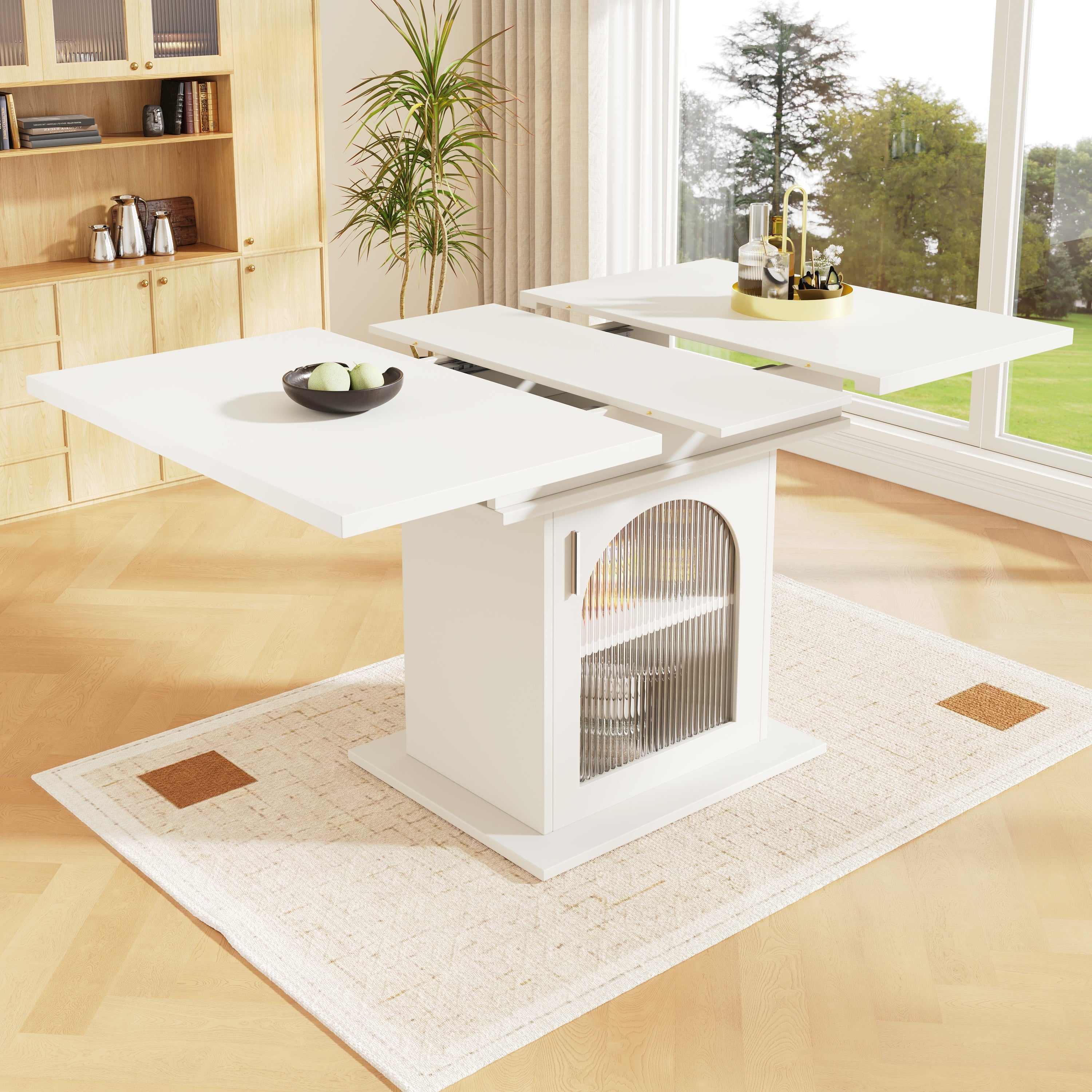 Logidon eettafel telescopische tafel 140x80 wit uitschuifbaar met planken