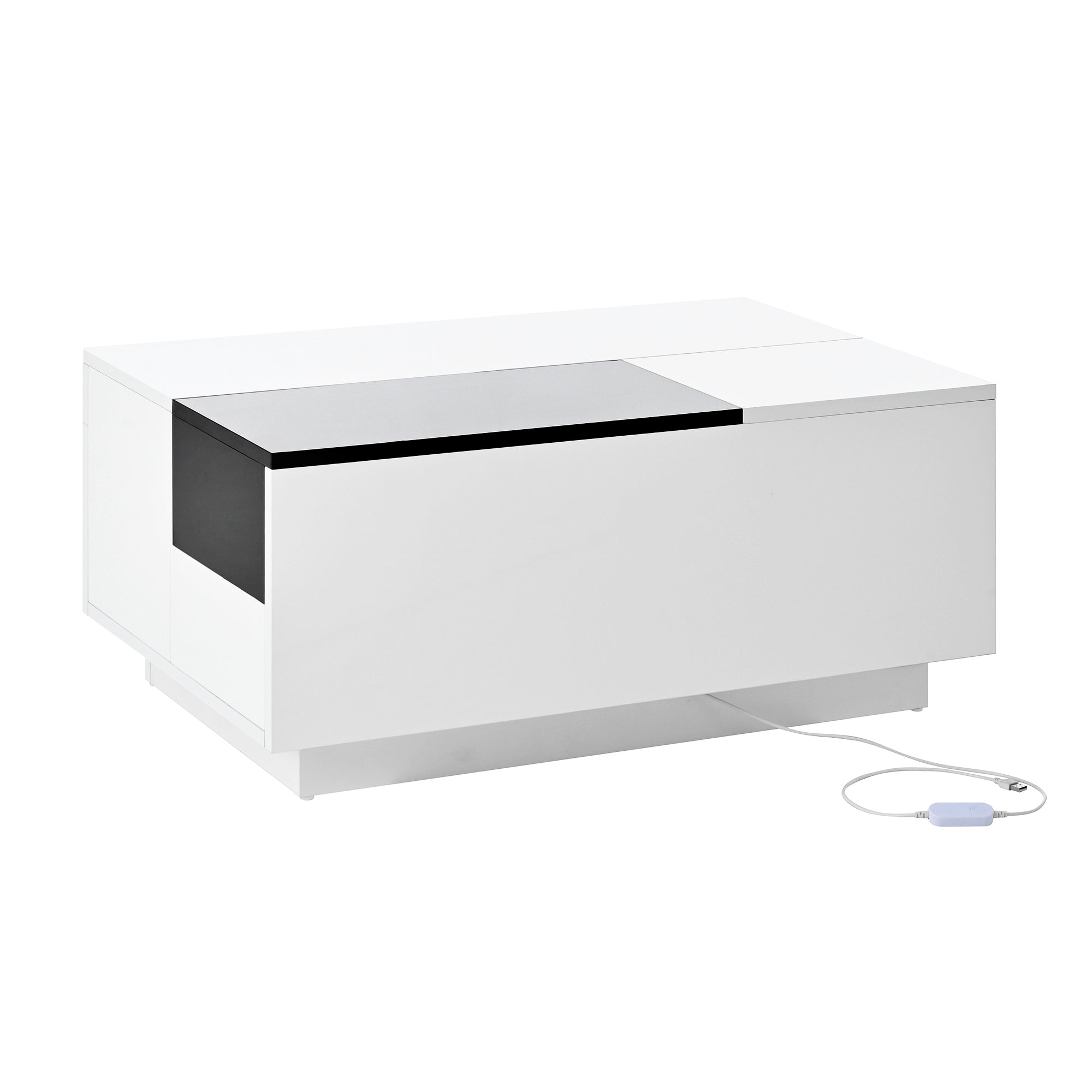 Logidon hoogglans salontafel met LED verlichting uitschuifbaar 80x50 wit