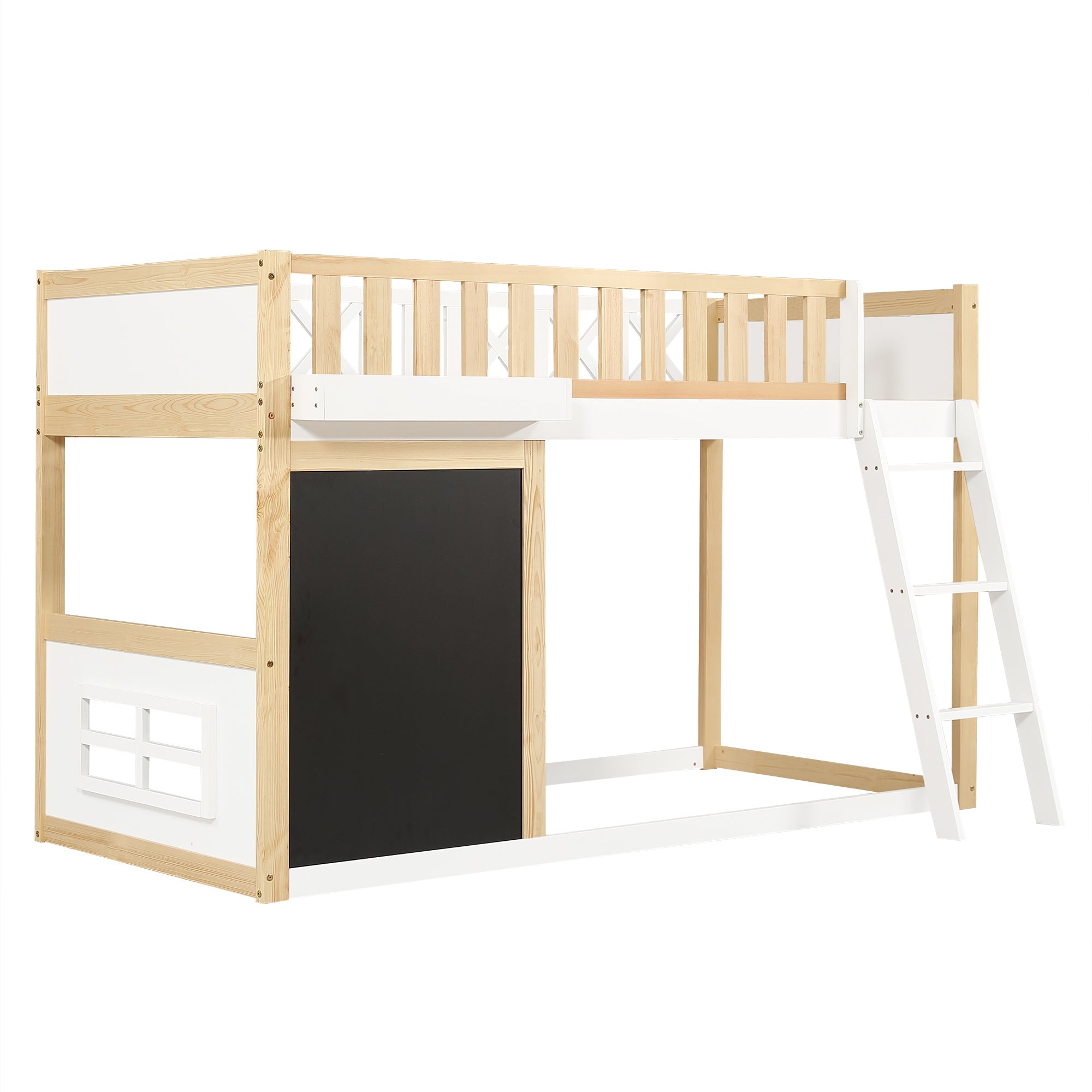 Logidon Kinderhoogslaper 90x200 met plankruimte en opbergruimte wit-naturel