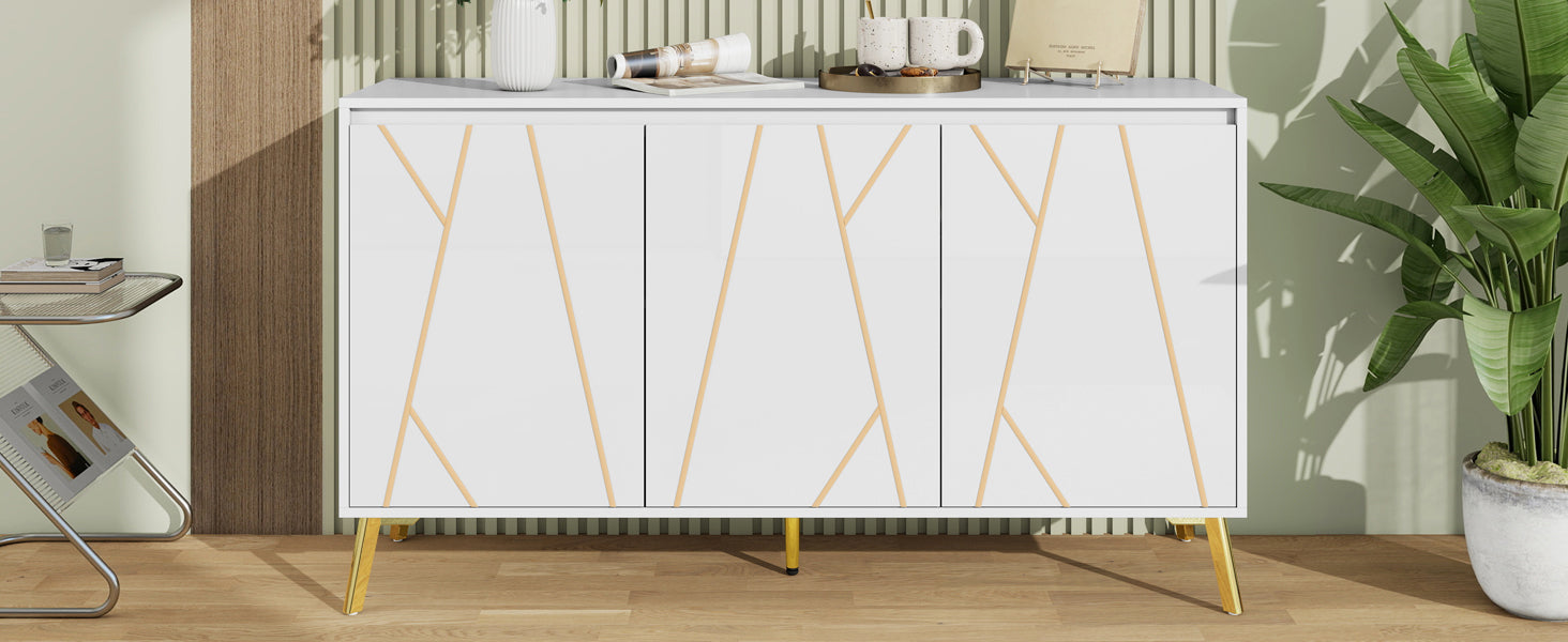 Logidon Dressoir Modern Wit 3-deurs Greeploos 140 cm