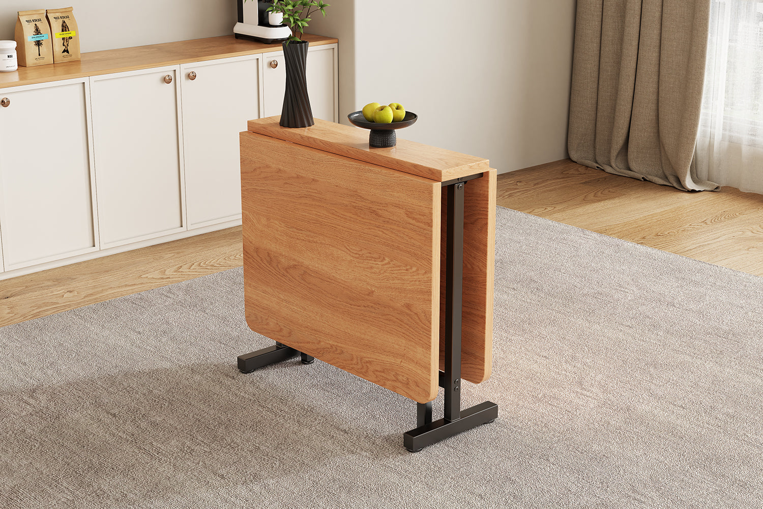 Logidon uitschuifbare eettafel 120x80 cm MDF natuurlijke look minimalistisch