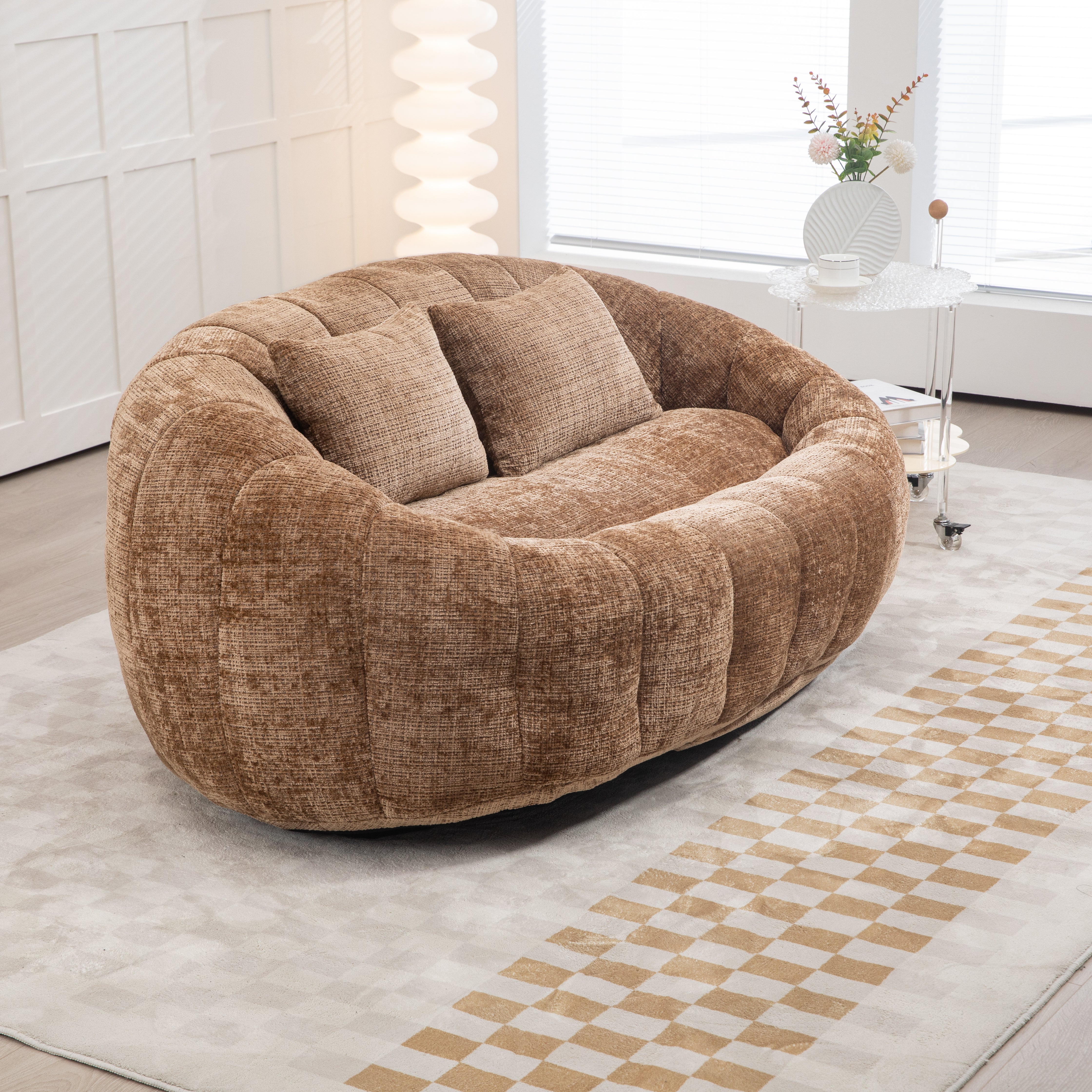 Logidon Zitzakbank Luxe Chenille Koffie Lounge Stoel