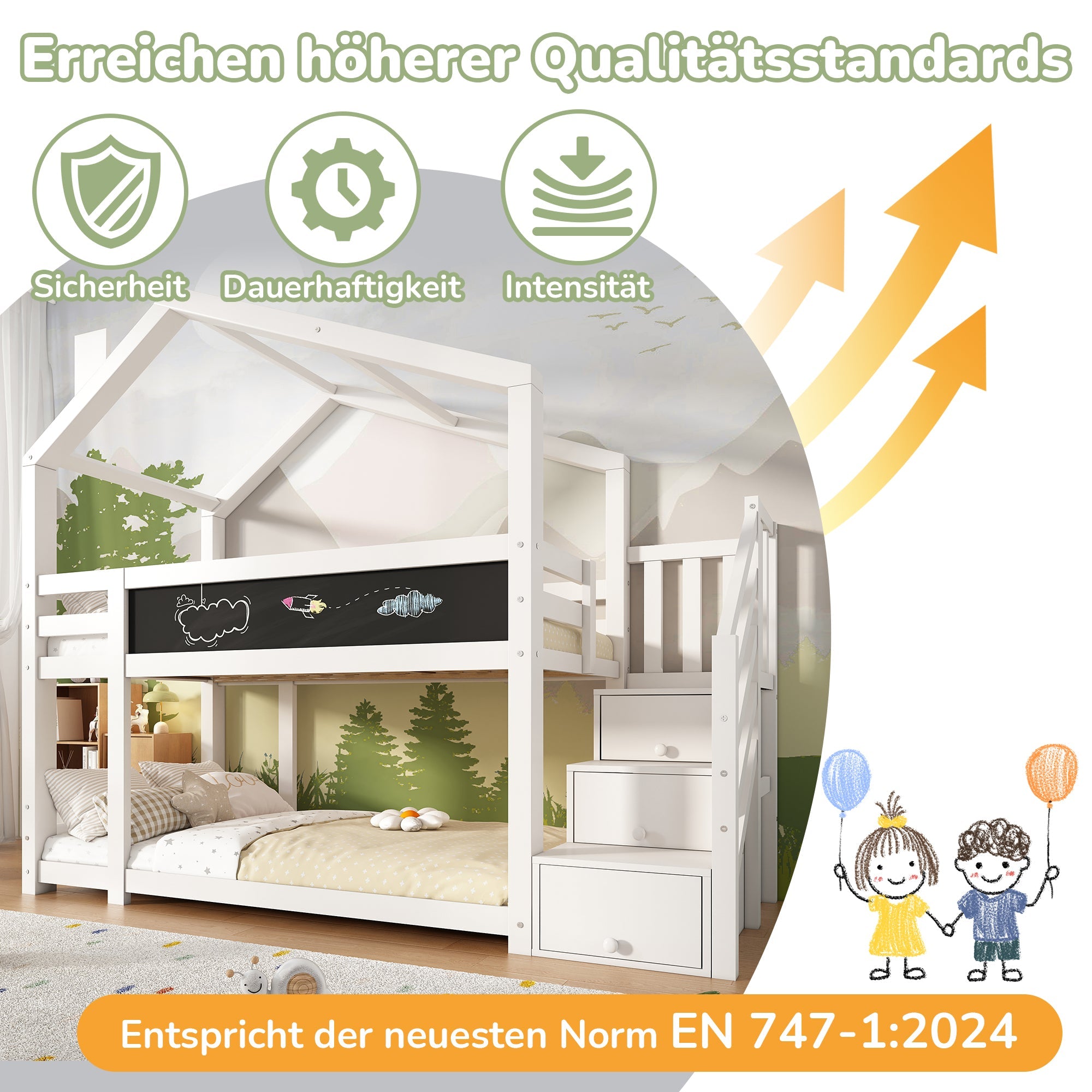 Logidon stapelbed boomhut 90x200 wit met schouw en opbergruimte