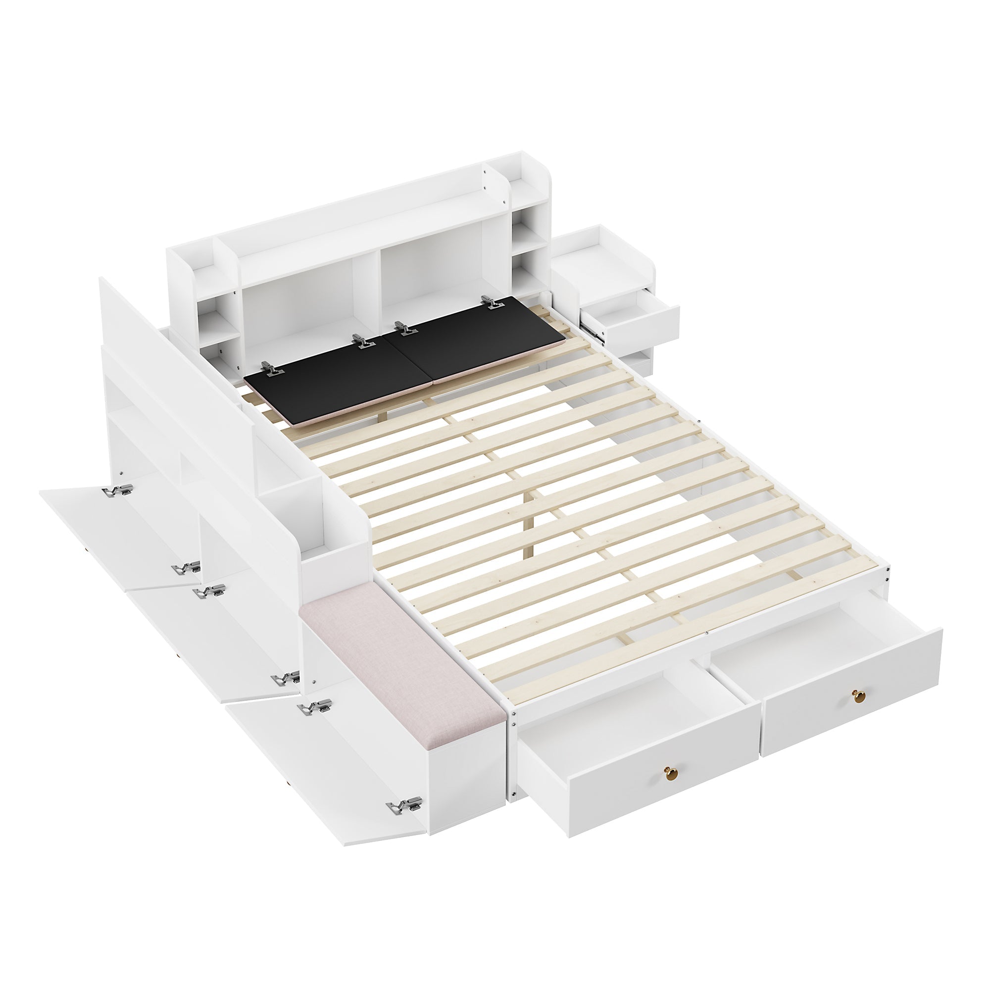 Logidon massief houten combinatiebed 140x200 cm wit met opbergruimte