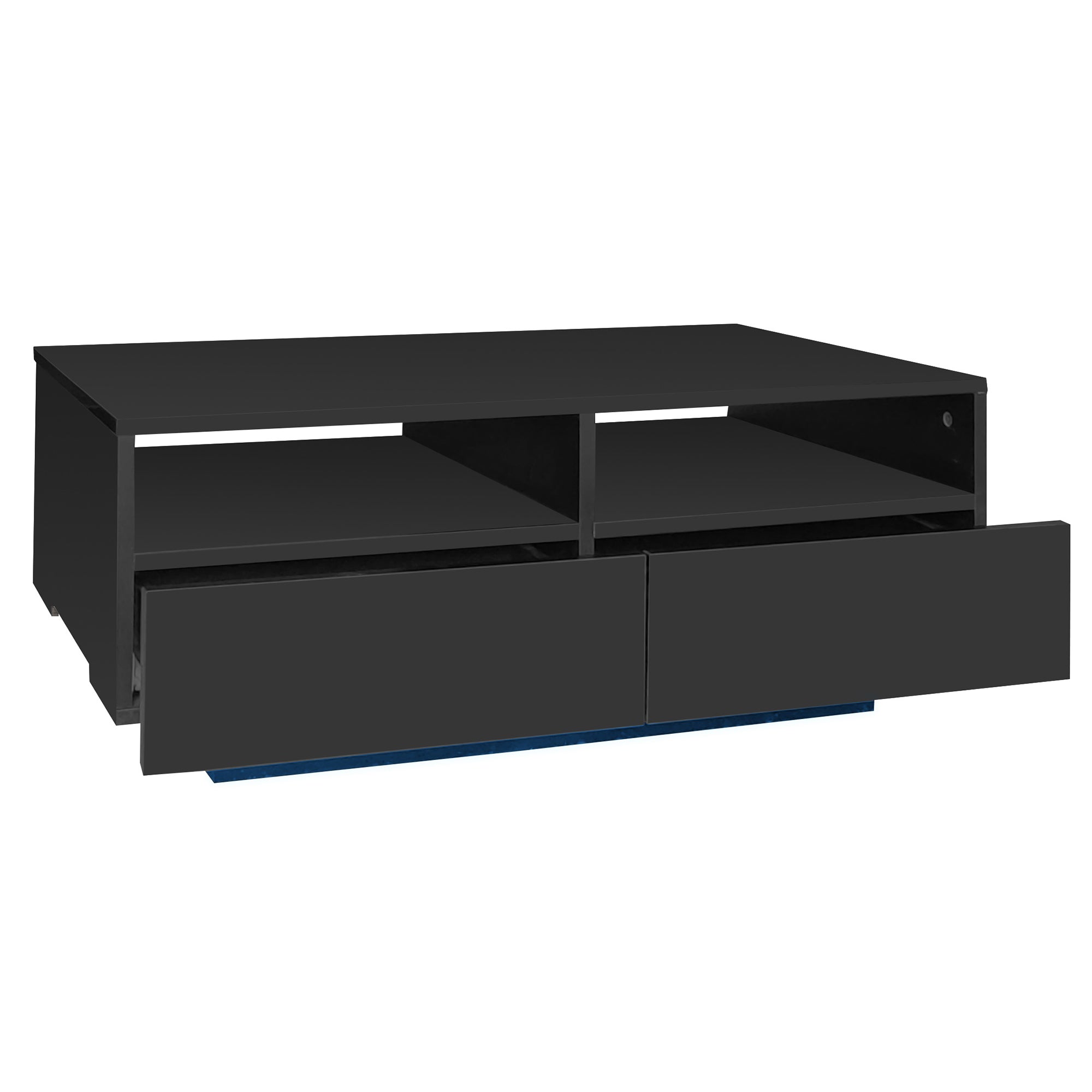 Logidon LED hoogglans salontafel met 4 laden en 16 kleuren LED USB