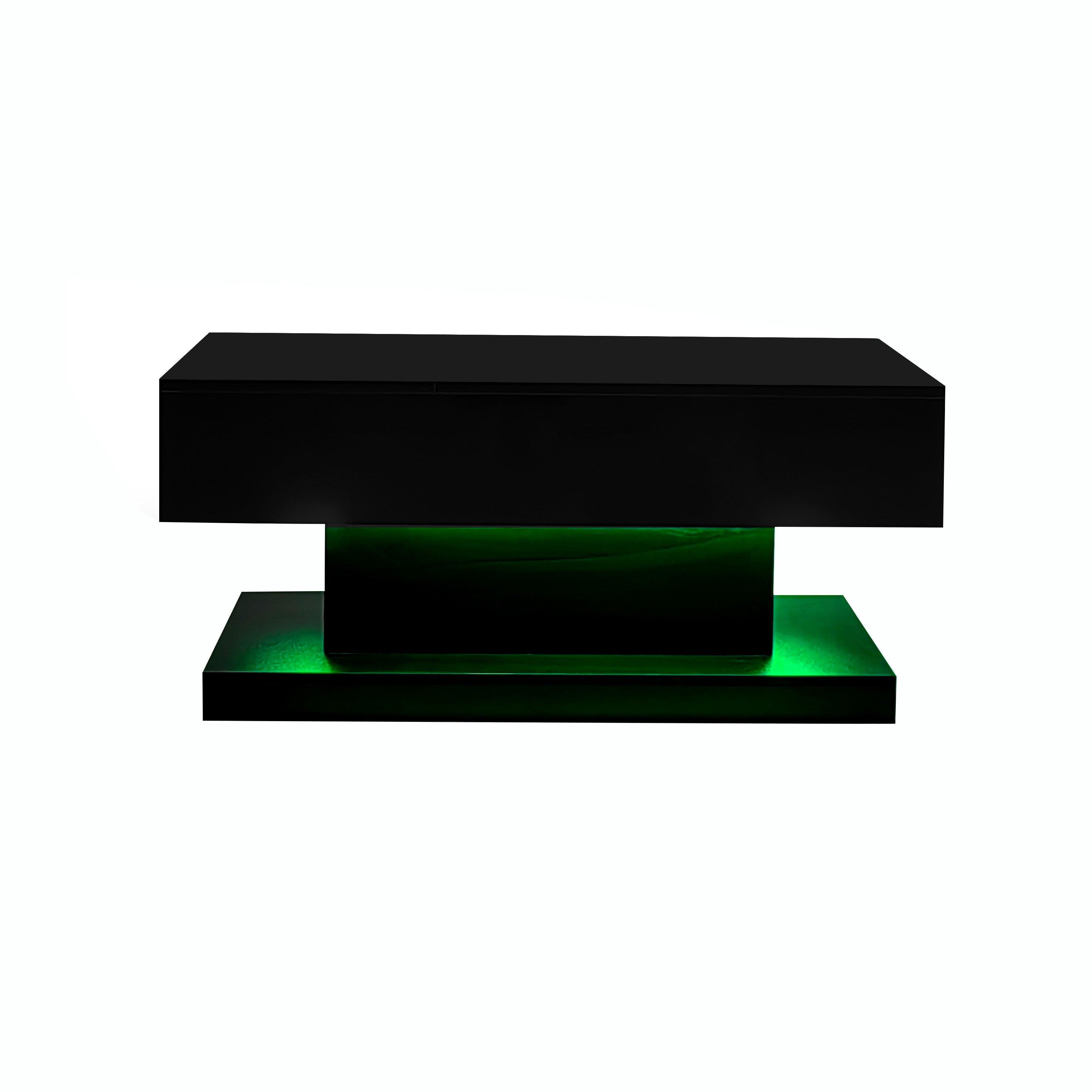 Logidon hoogglans liftsalontafel zwart 100x50x45 cm LED-verlichting