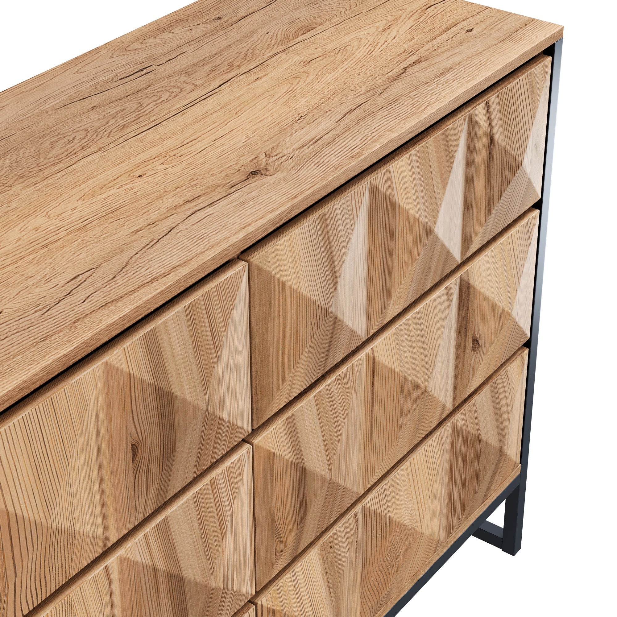 Logidon dressoir 120x40x80 zwart houtlook 6 lades