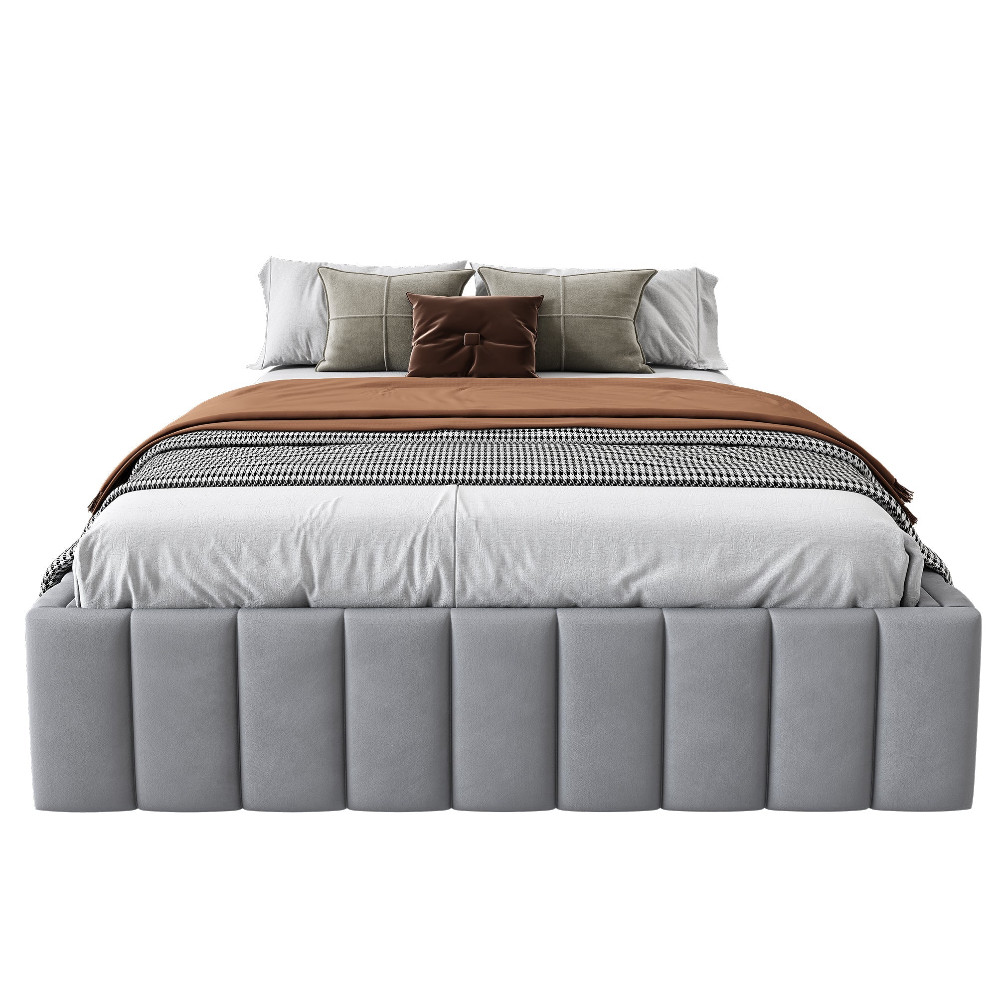 Logidon gestoffeerd bed 140 x 200 cm grijs met lattenbodem designbed