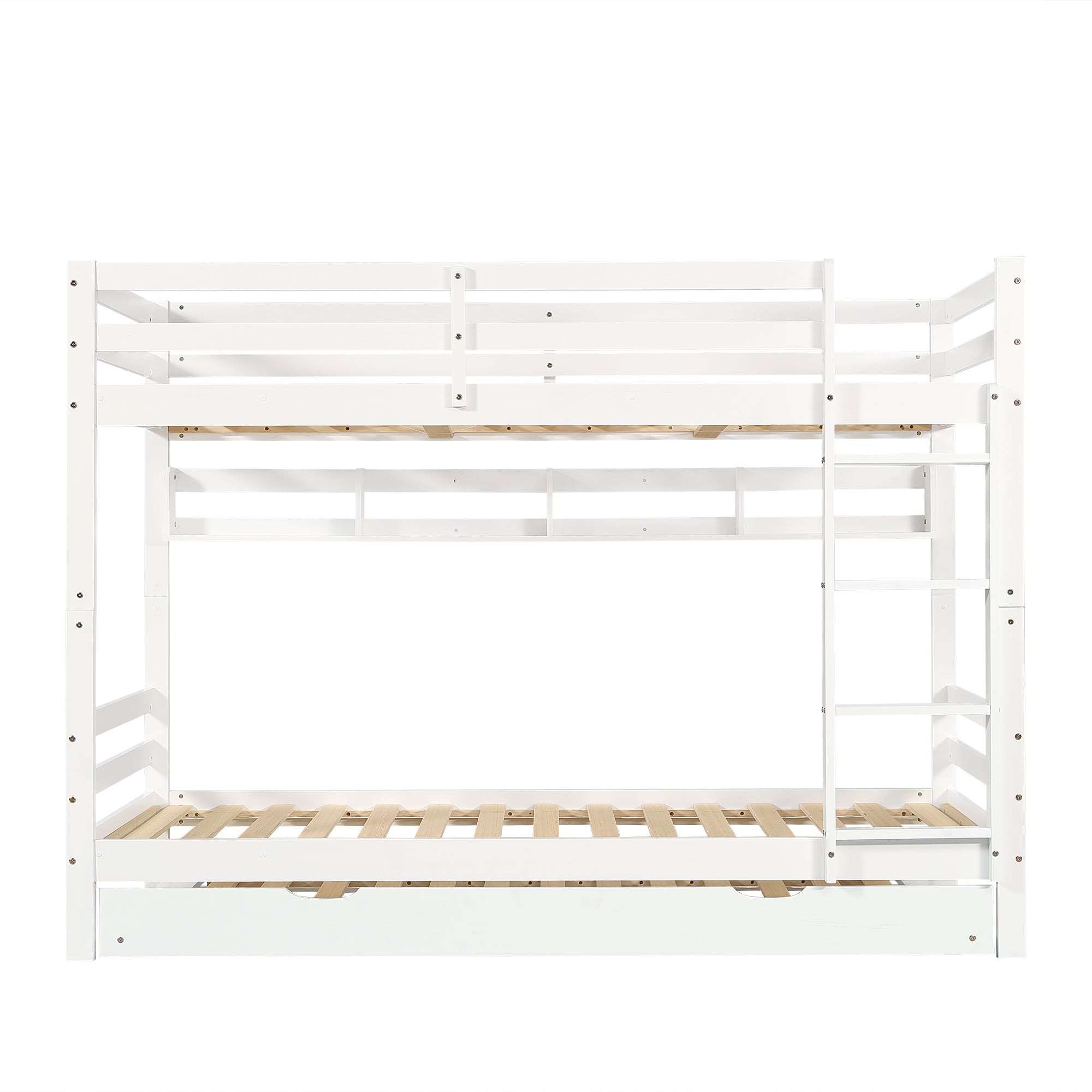 Logidon Kinderstapelbed 90x200cm Uitschuifbed op wielen Wit