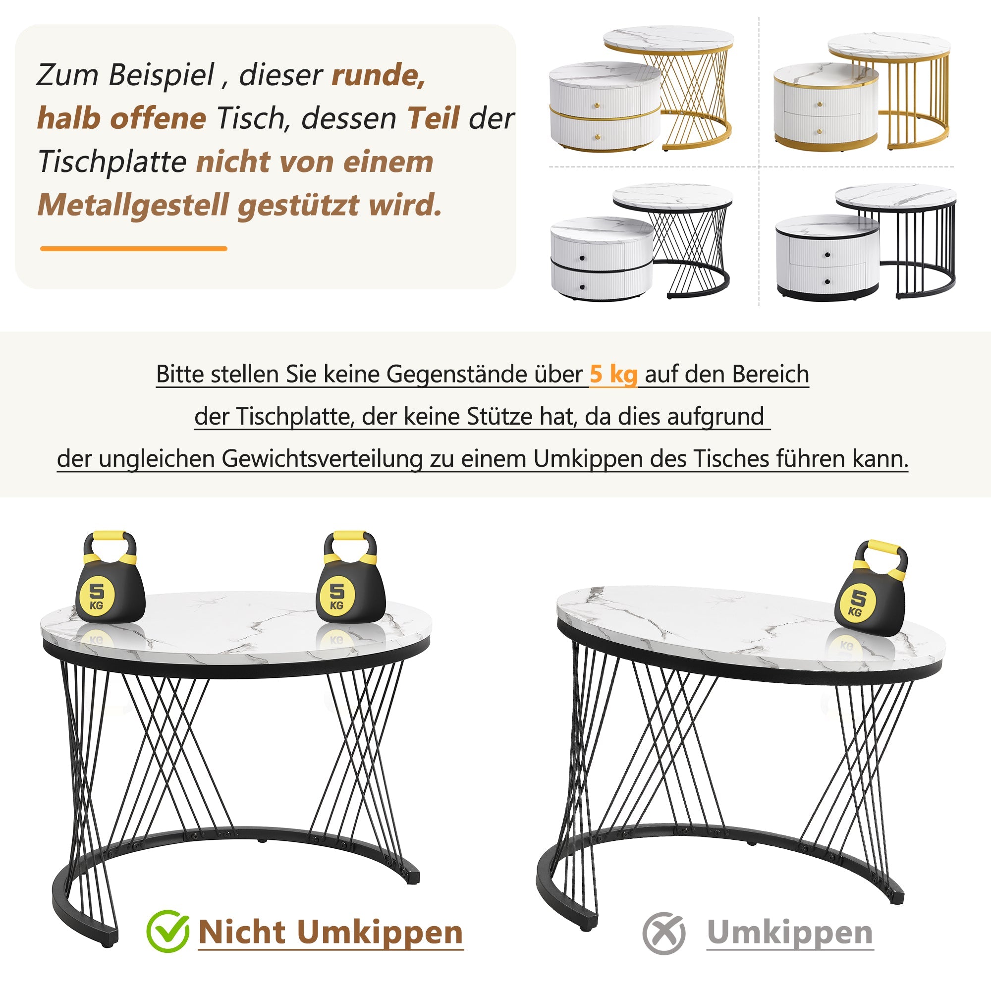Logidon Elegante salontafelset in nestvorm wit 60x60 en 50x50