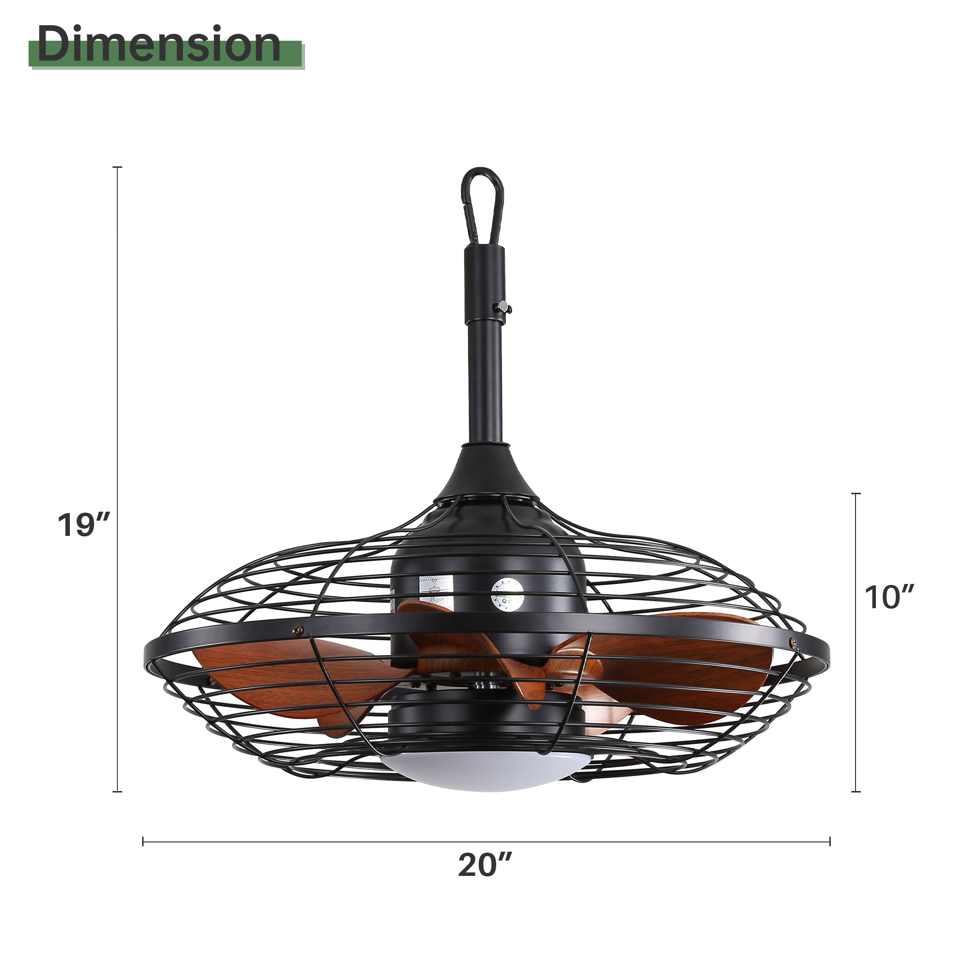 Logidon Plafondventilator 20 Inch Met LED Licht DC Motor Zwart
