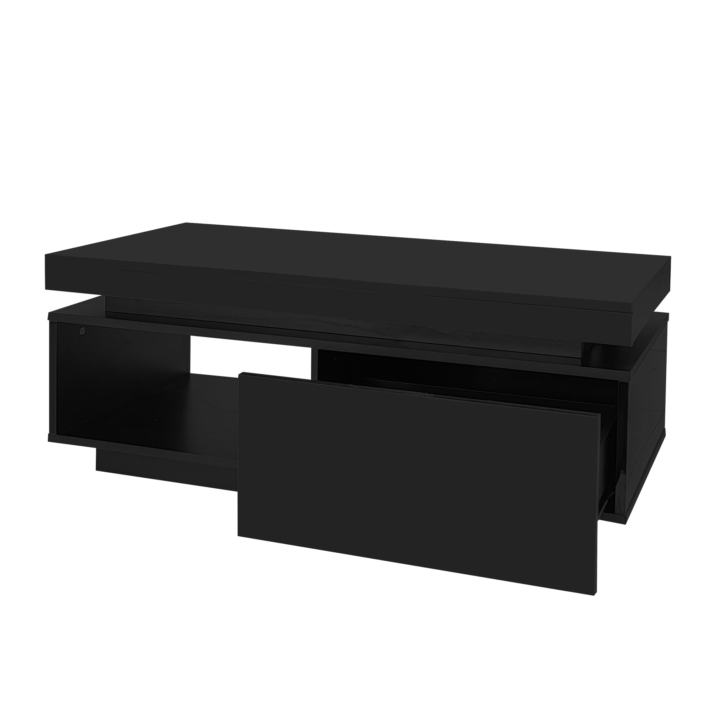 Logidon TV wall cabinet set black high gloss with LED lighting 181cm