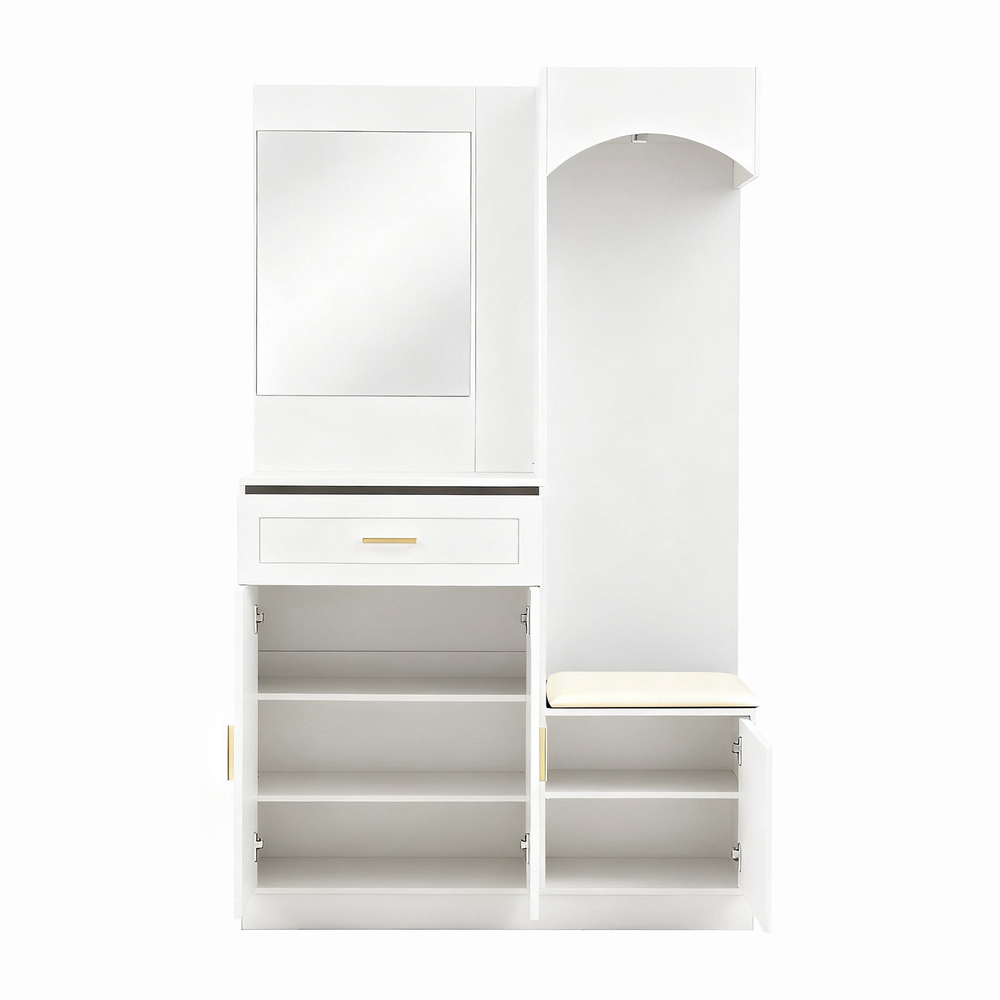 Logidon Moderne Kledingkastcombinatie Met Spiegel Wit 110x33x185 cm