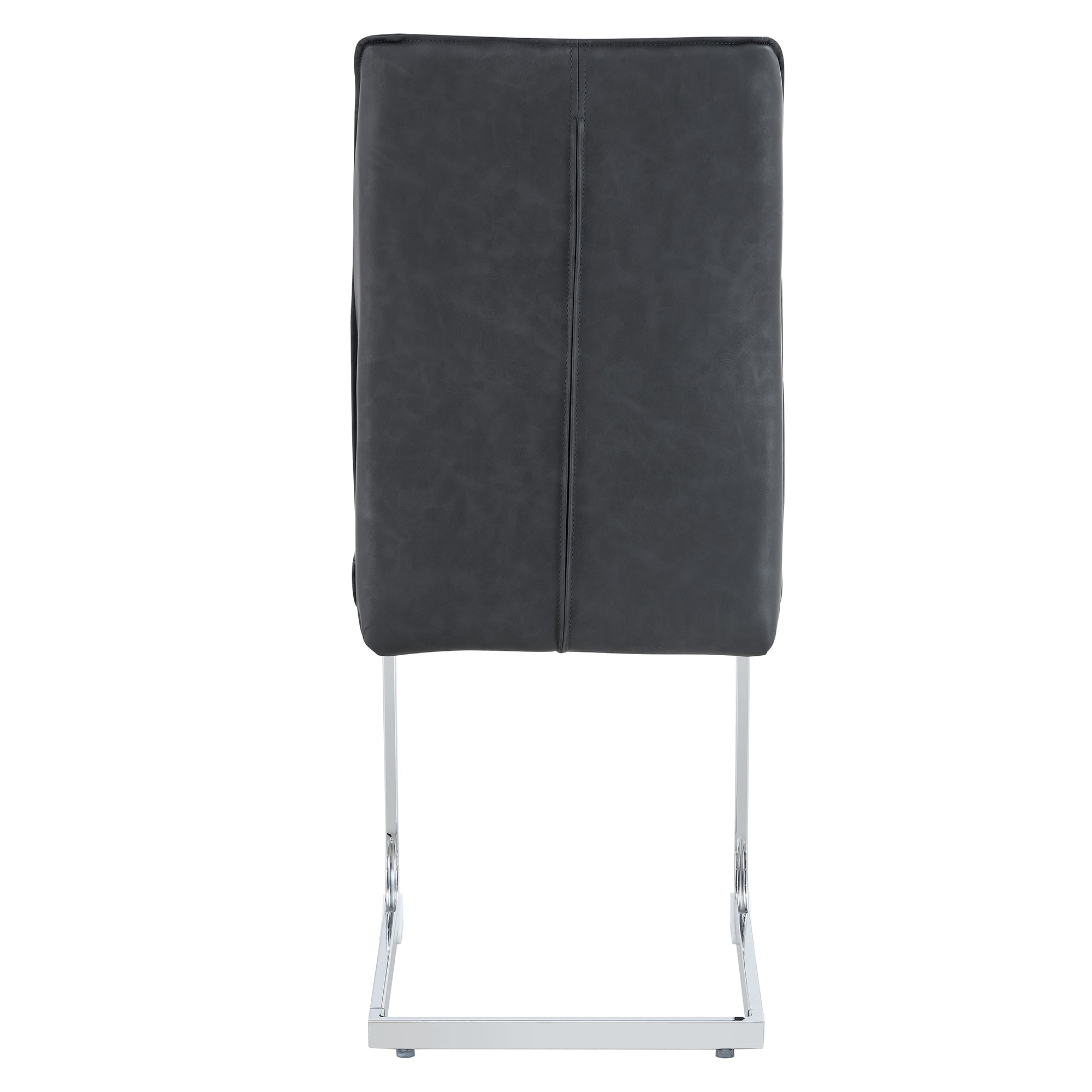 Logidon Dining Table Chair Set Gray Faux Leather With Horseskin Texture