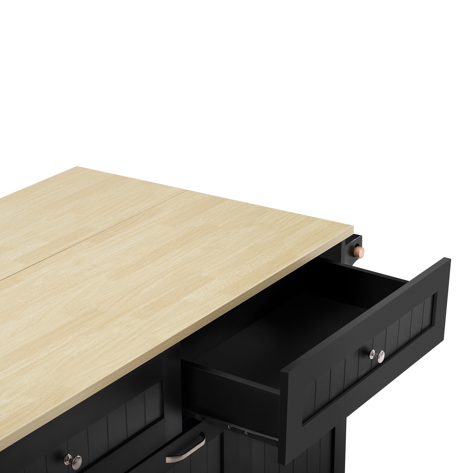 Logidon keukeneiland op wielen zwart 139x70x92 uitschuifbare eethoek