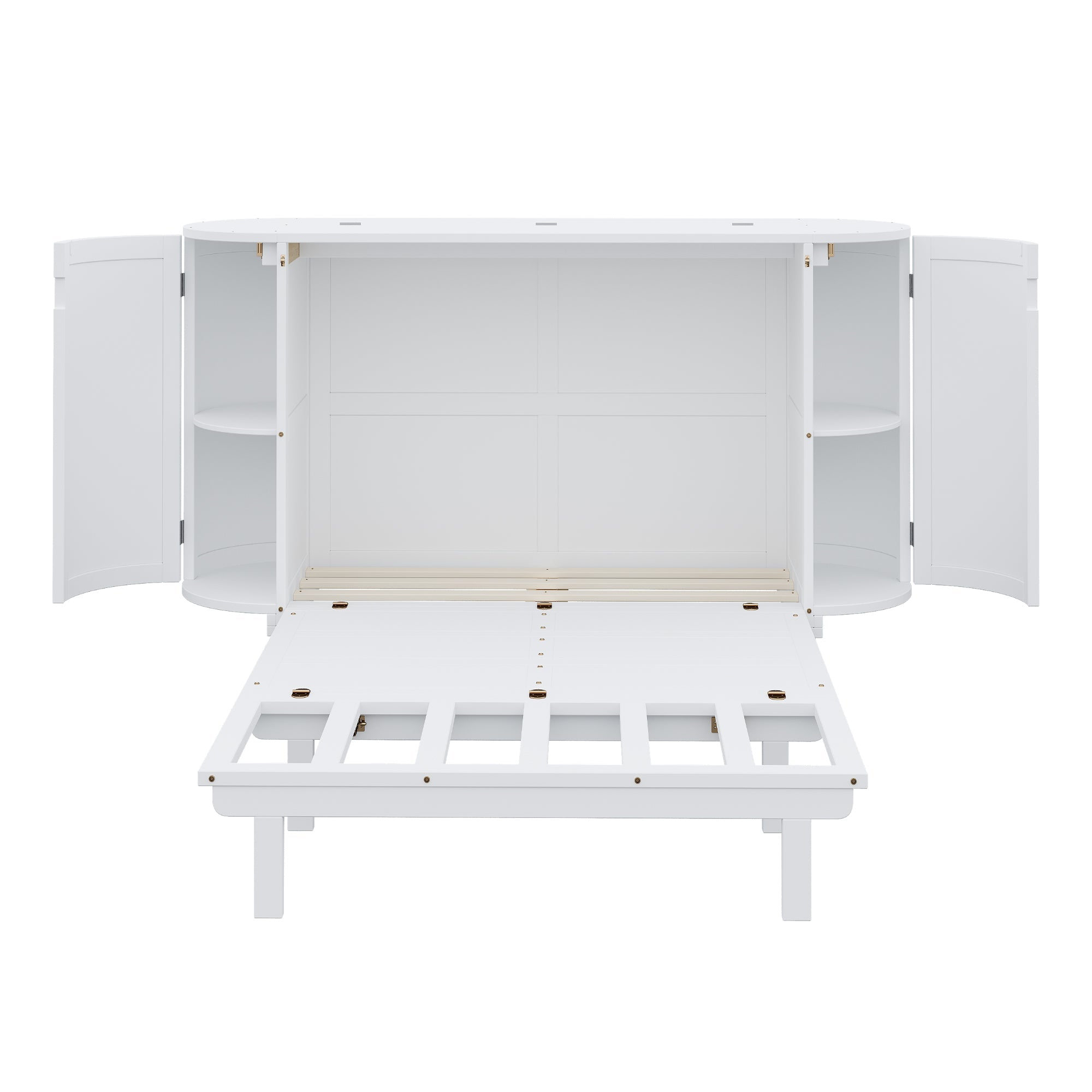 Logidon opklapbed 140x200 cm met lattenbodem, opbergvakken, wit