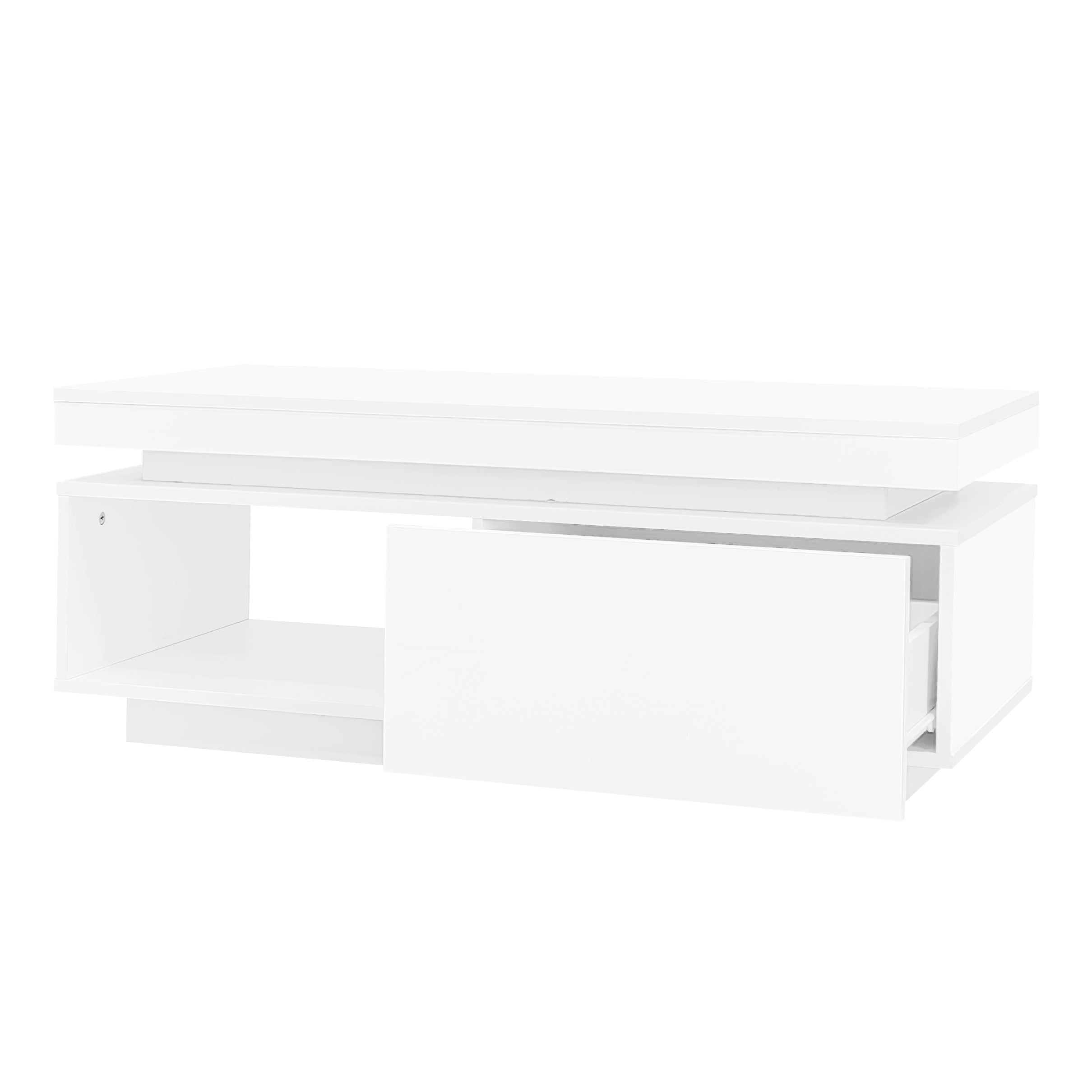 Logidon hoogglans witte salontafel met LED verlichting 100x50x40,3 cm