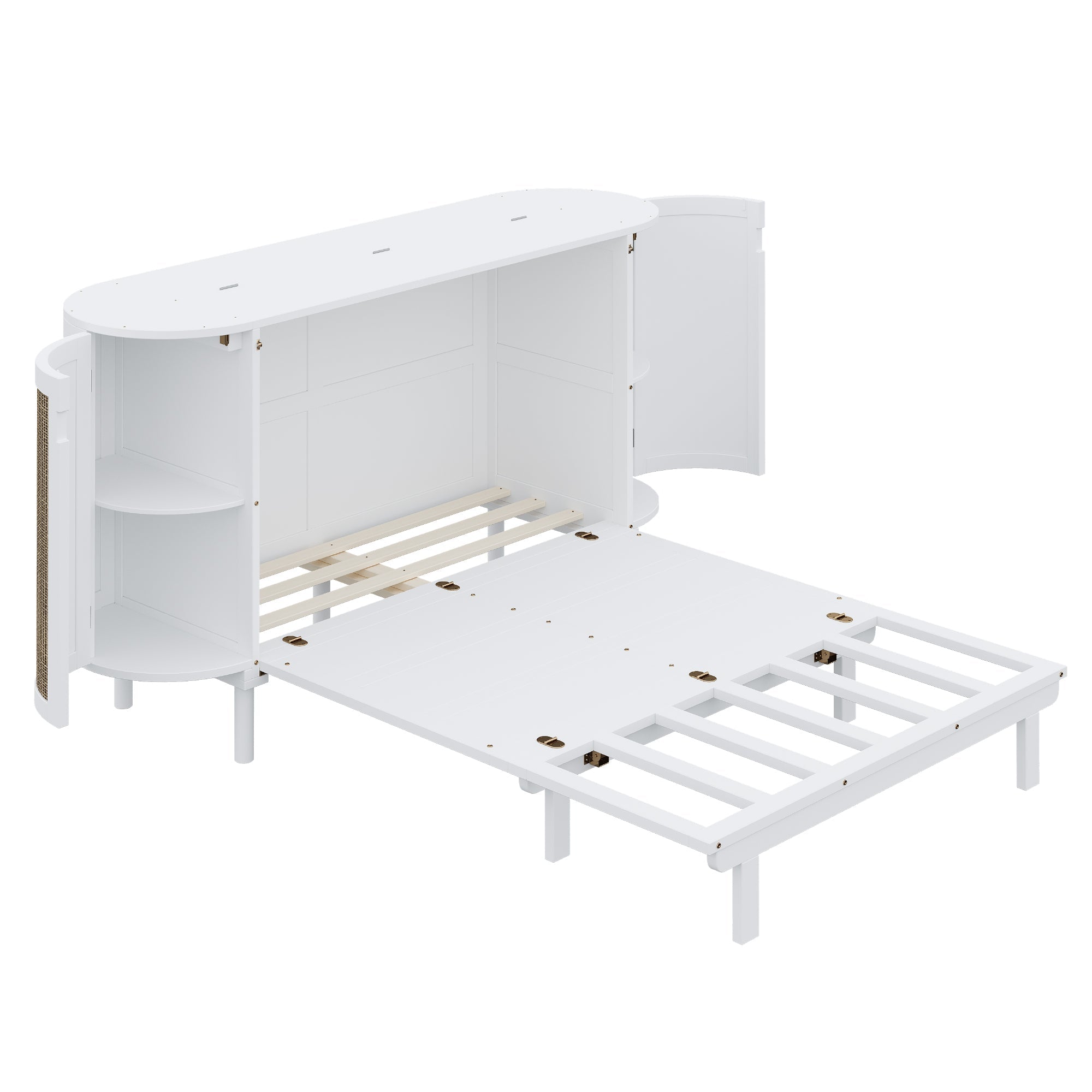 Logidon opklapbed 140x200 cm met lattenbodem, opbergvakken, wit