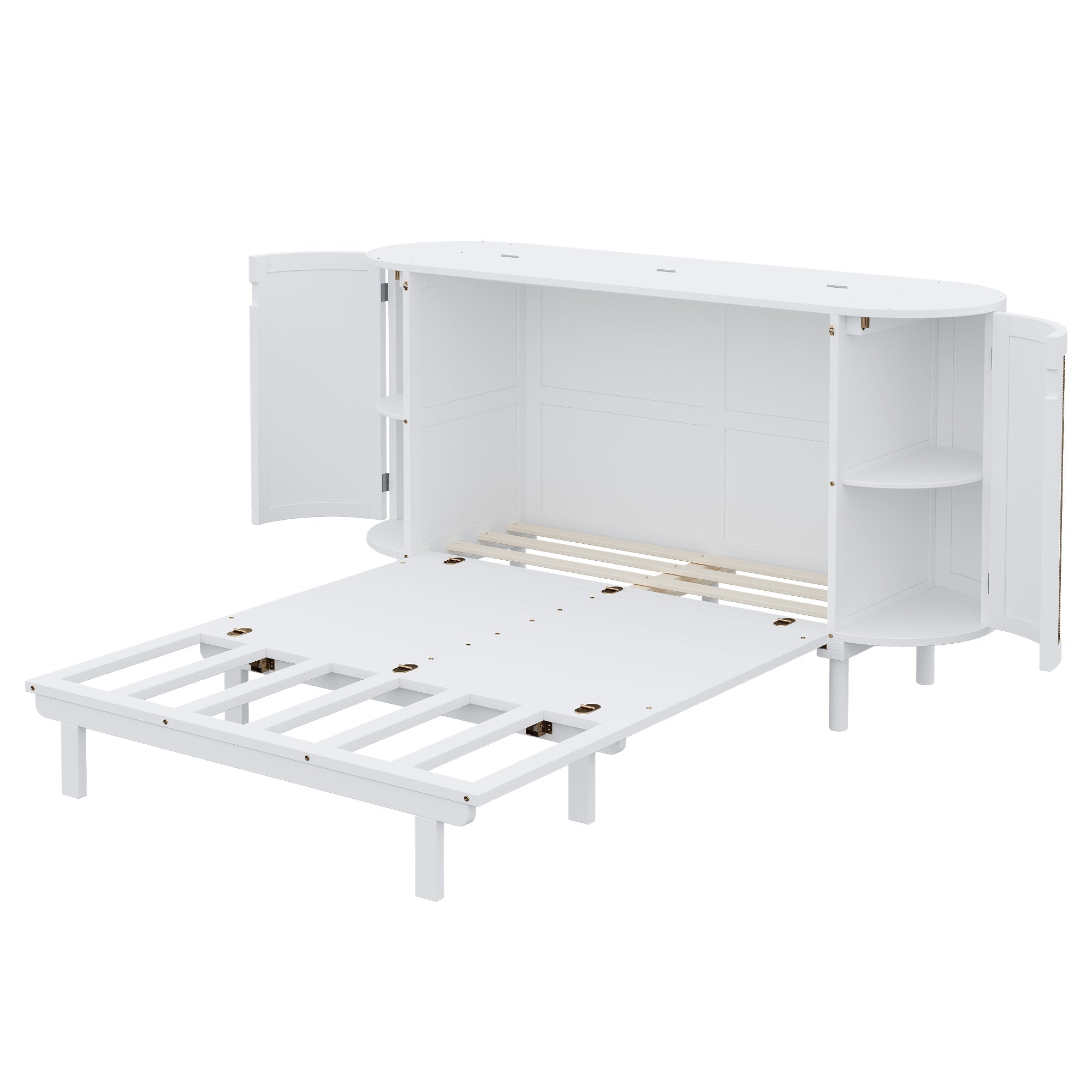 Logidon opklapbed 140x200 cm met lattenbodem, opbergvakken, wit