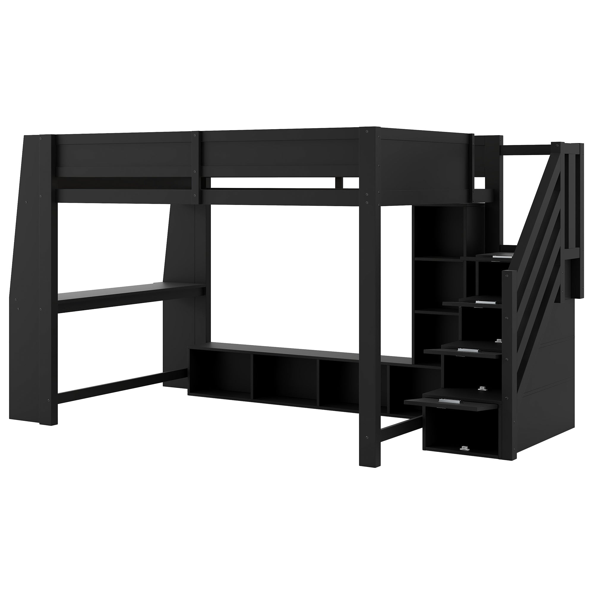 Logidon 140x200 hoogslaper met bureautrap LED zwart