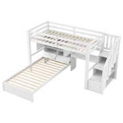 Logidon hoogslaper 90x200 cm met bureau en trap wit
