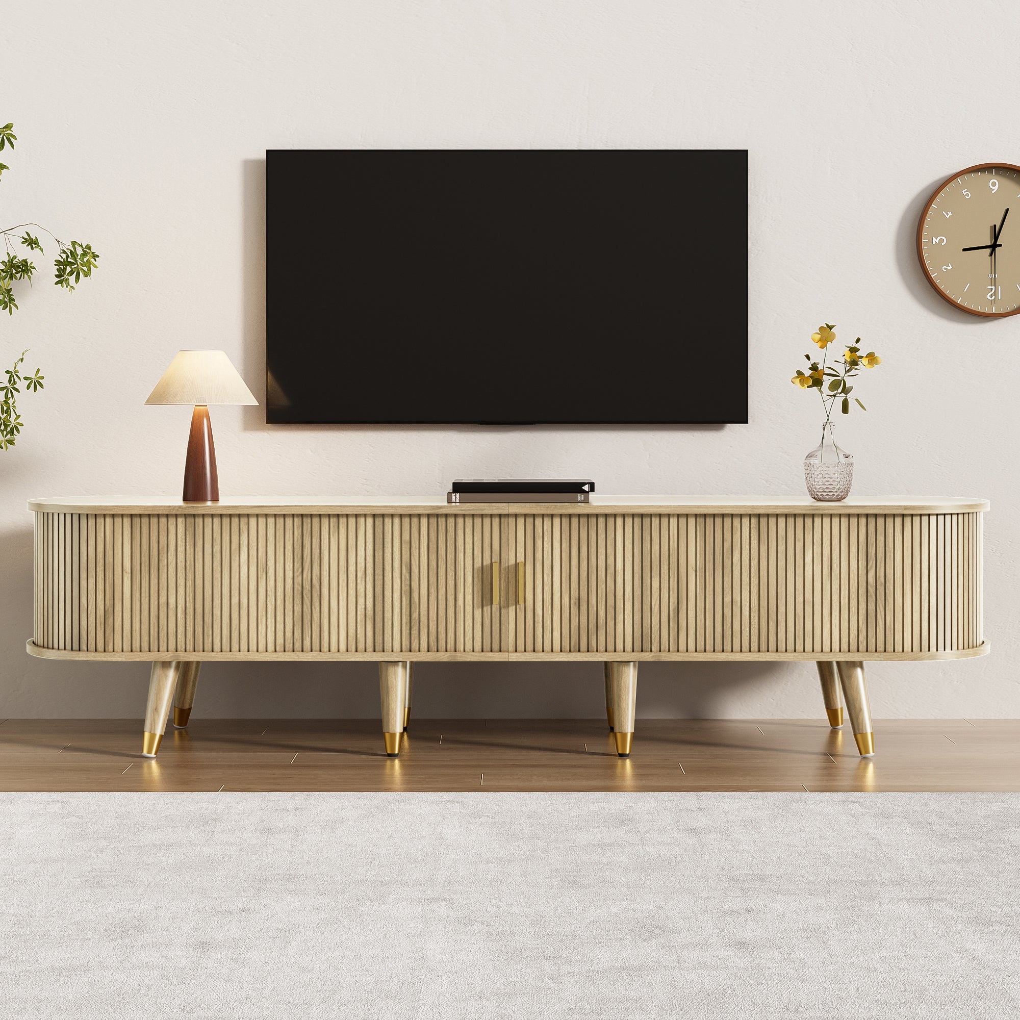 Logidon TV-meubel met schuifdeuren 175 centimeter bruin MDF lowboard