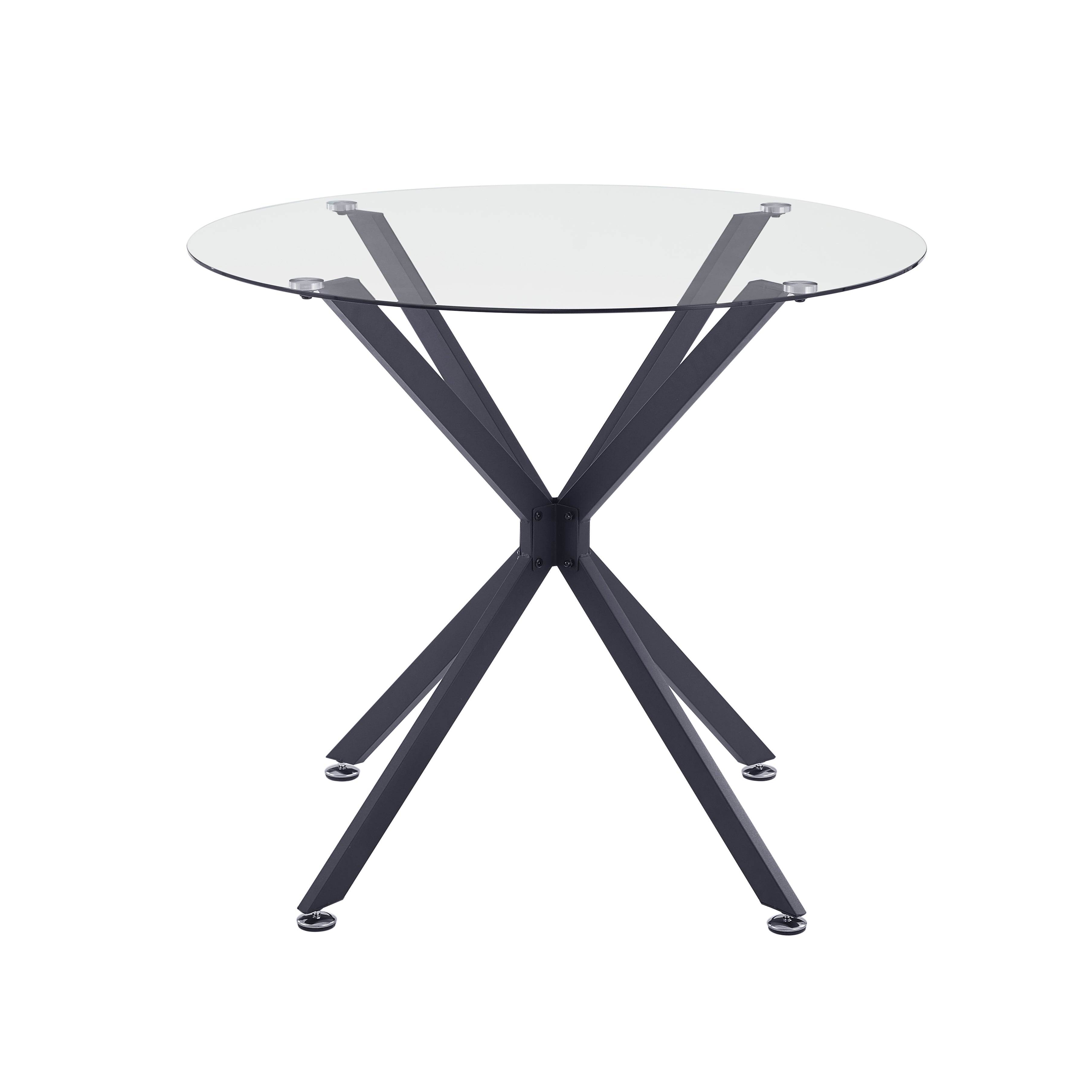 Logidon ronde glazen tafel 90 cm stabiel metalen onderstel zwart