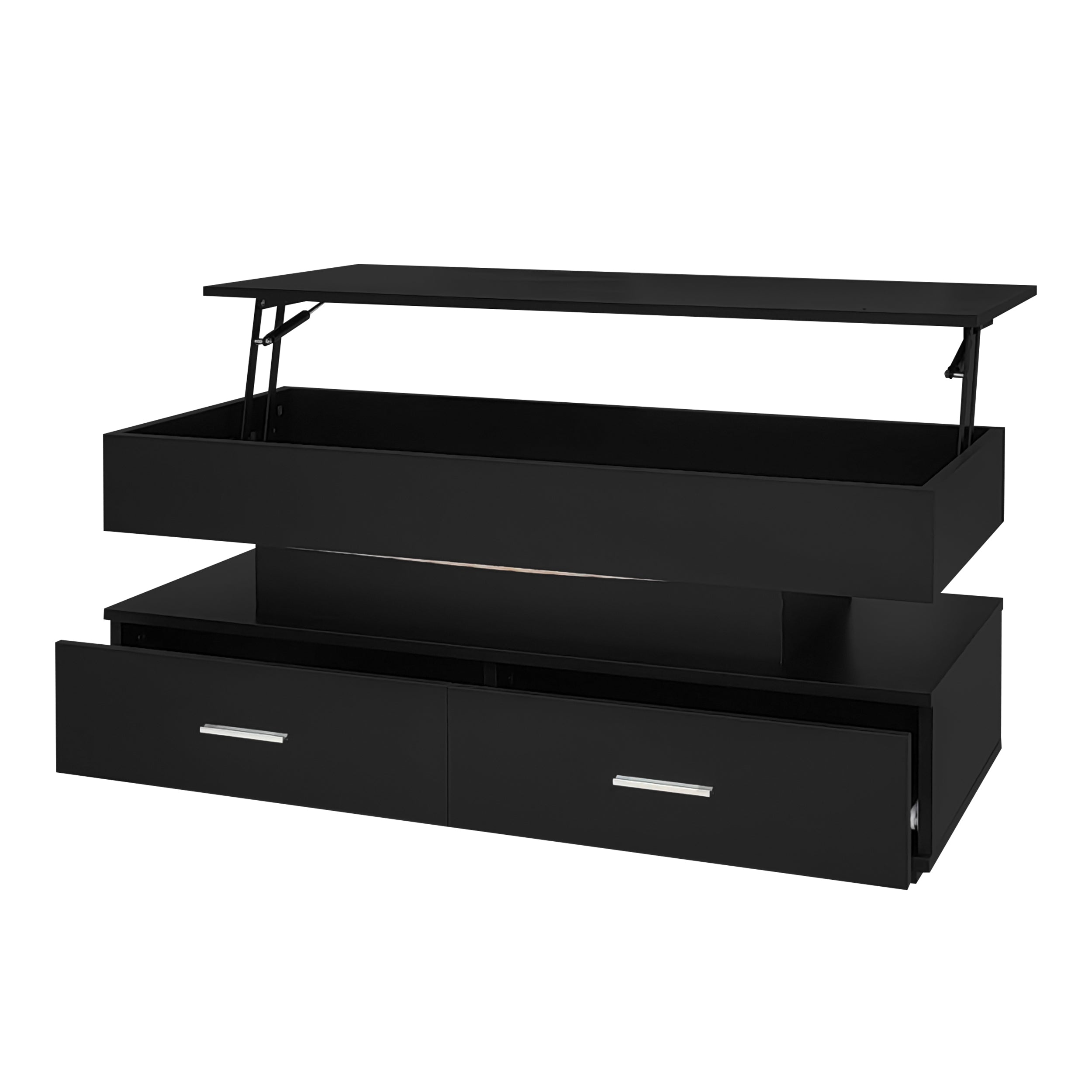Logidon Verstelbare Salontafel 100x50x44 cm Zwart LED Verlichting