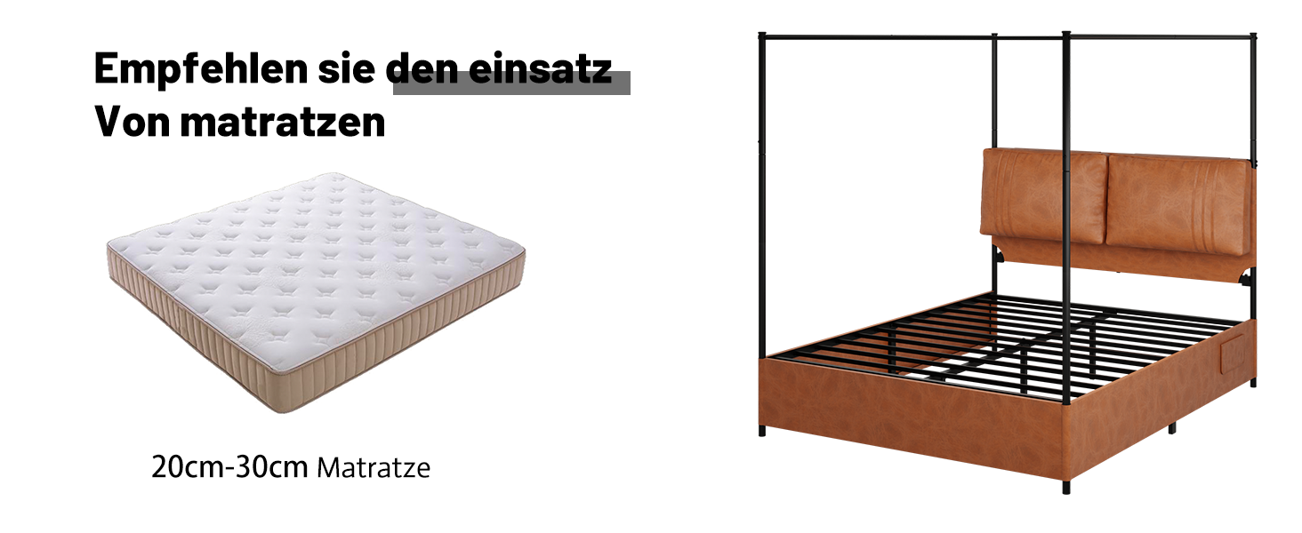 Logidon luxe hemelbed 160x200 bruin kunstleer afneembare hemel