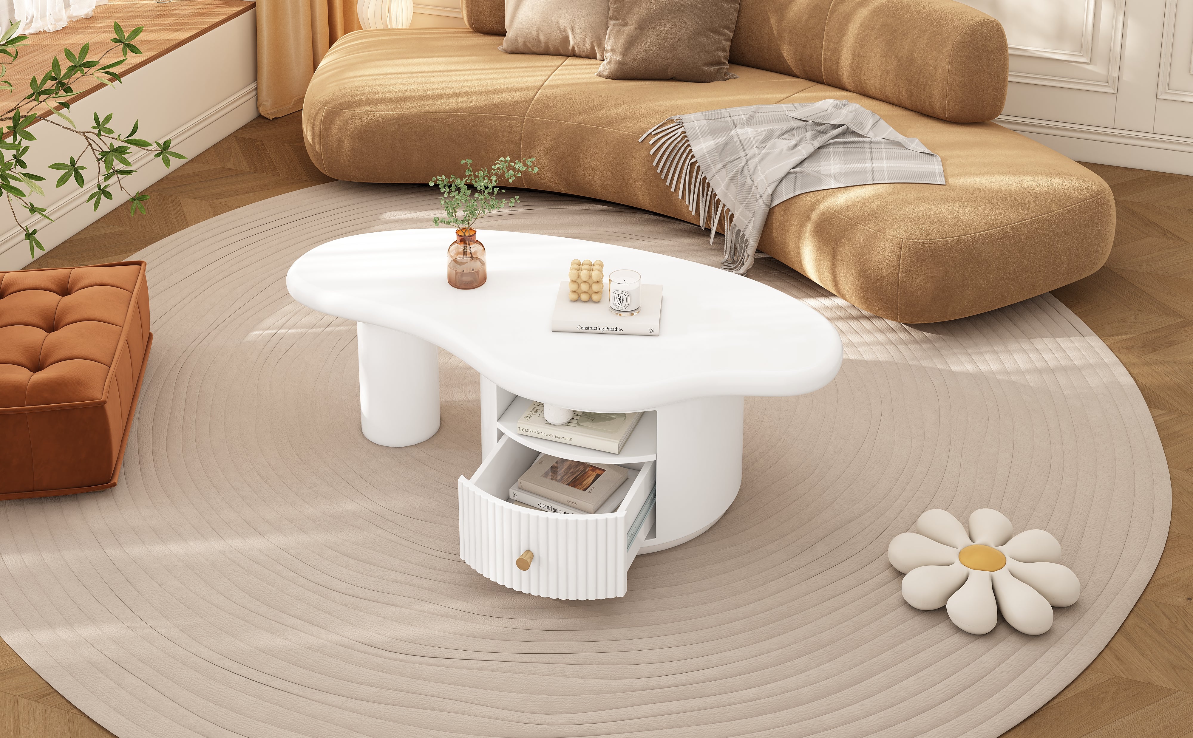 Logidon onregelmatige salontafel in wolkvorm 110x60cm wit