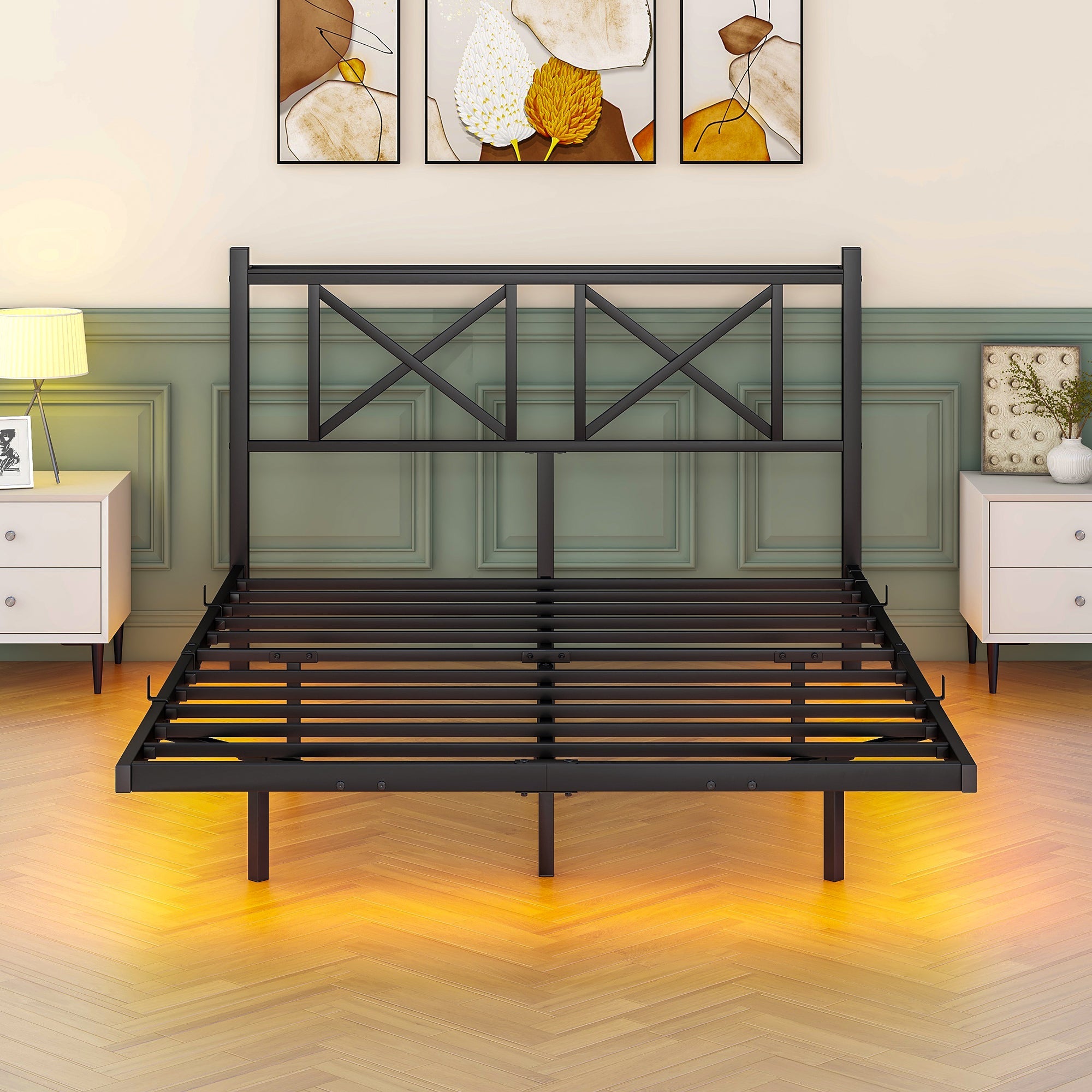 Logidon metalen bedframe 140x200 cm zwarte LED-verlichting