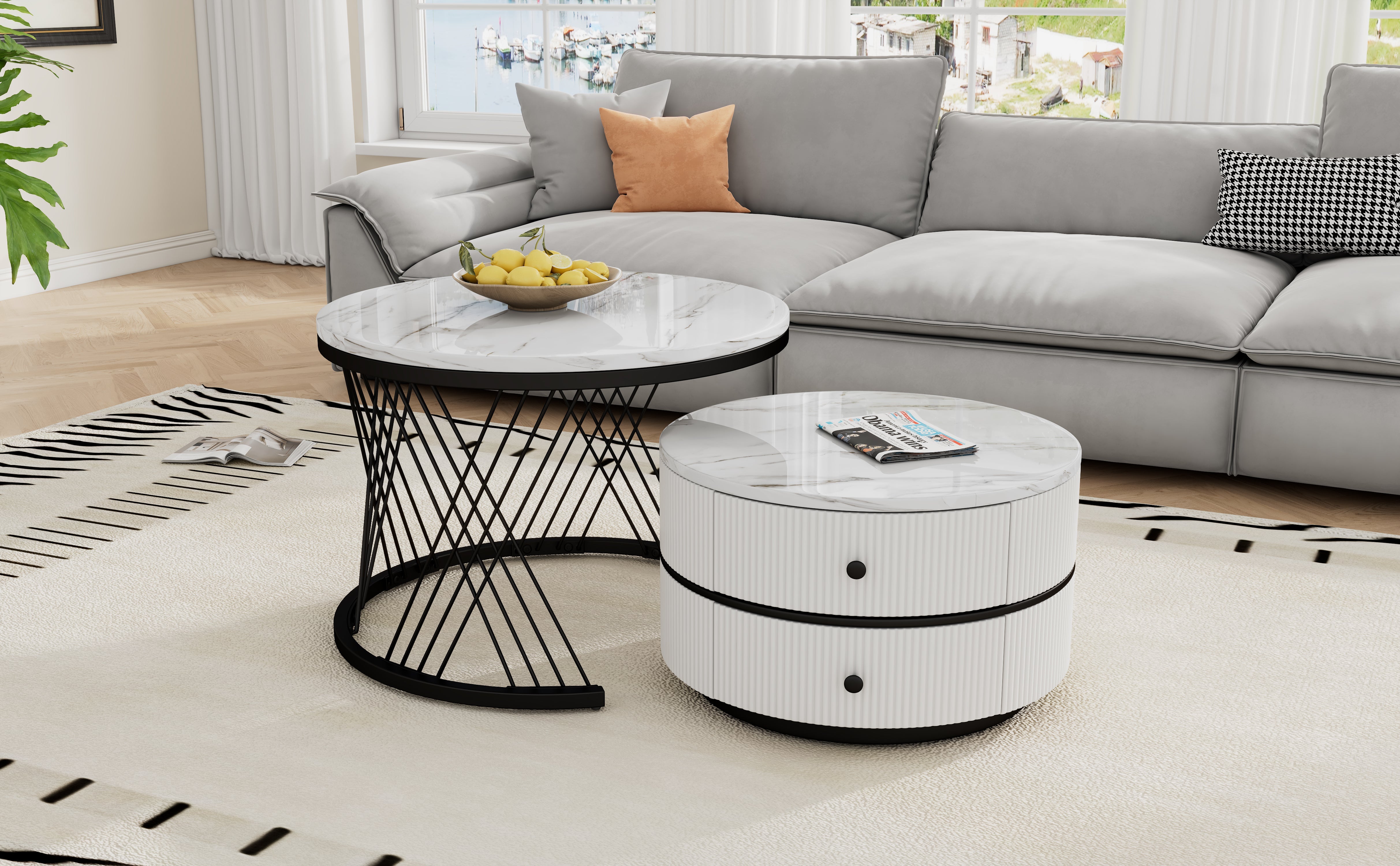 Logidon Elegant Nest salontafelset wit, 2-delig, 60x60/50x50