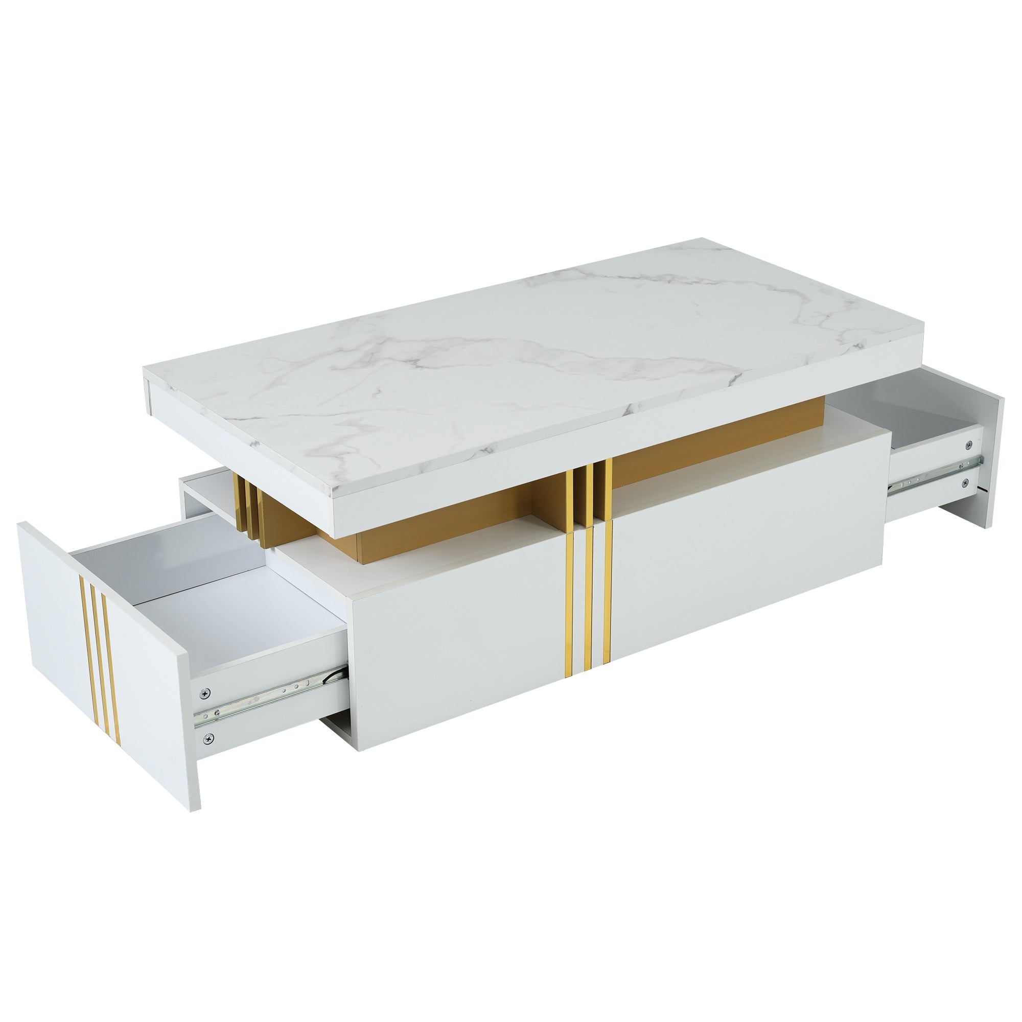 Logidon Modern coffee table high gloss top, 2 drawers, 100x50 cm
