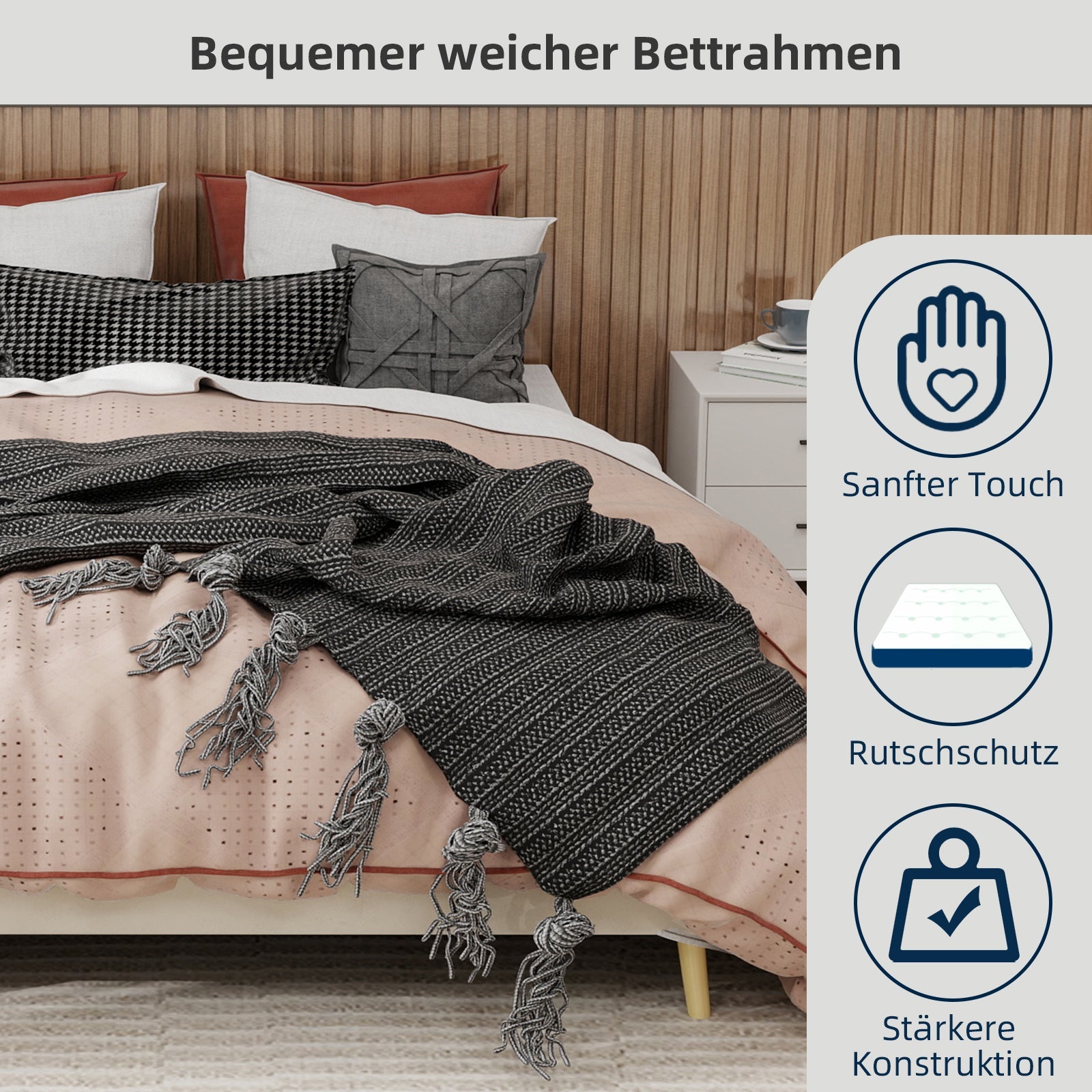 Logidon Modern Minimalistisch Bedframe 160x200 Beige Nederlands Fluweel