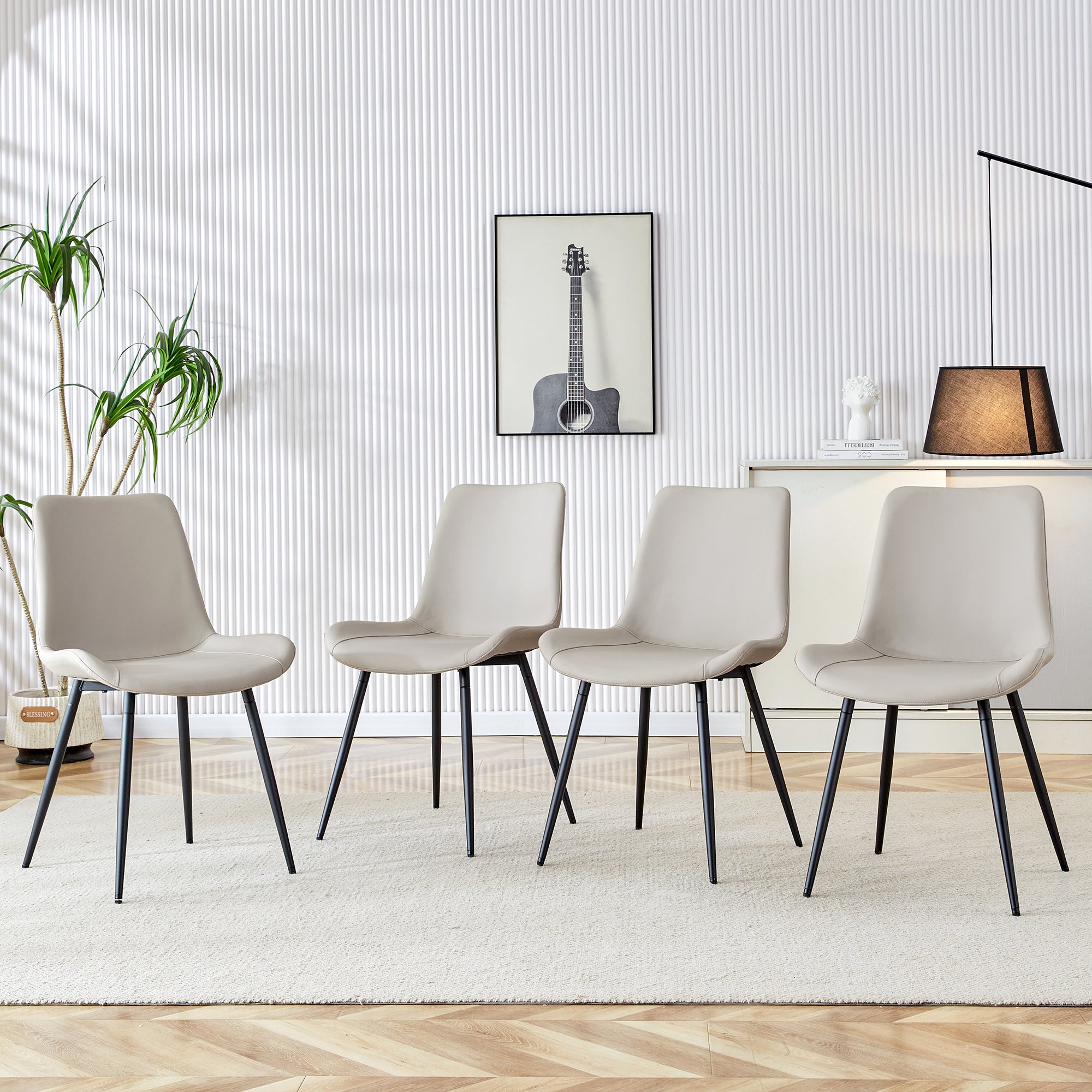 Logidon set van 4 eettafelstoelen kunstleer grijze brede zitting