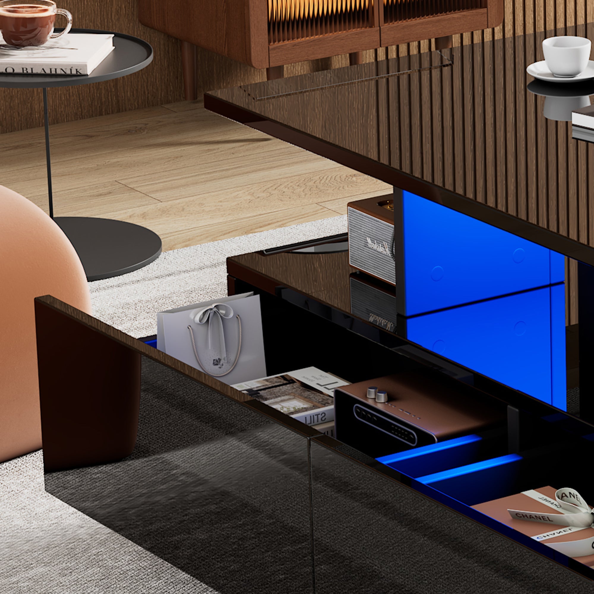 Logidon LED-verlichting salontafel met 2 lades 90x55x41 cm