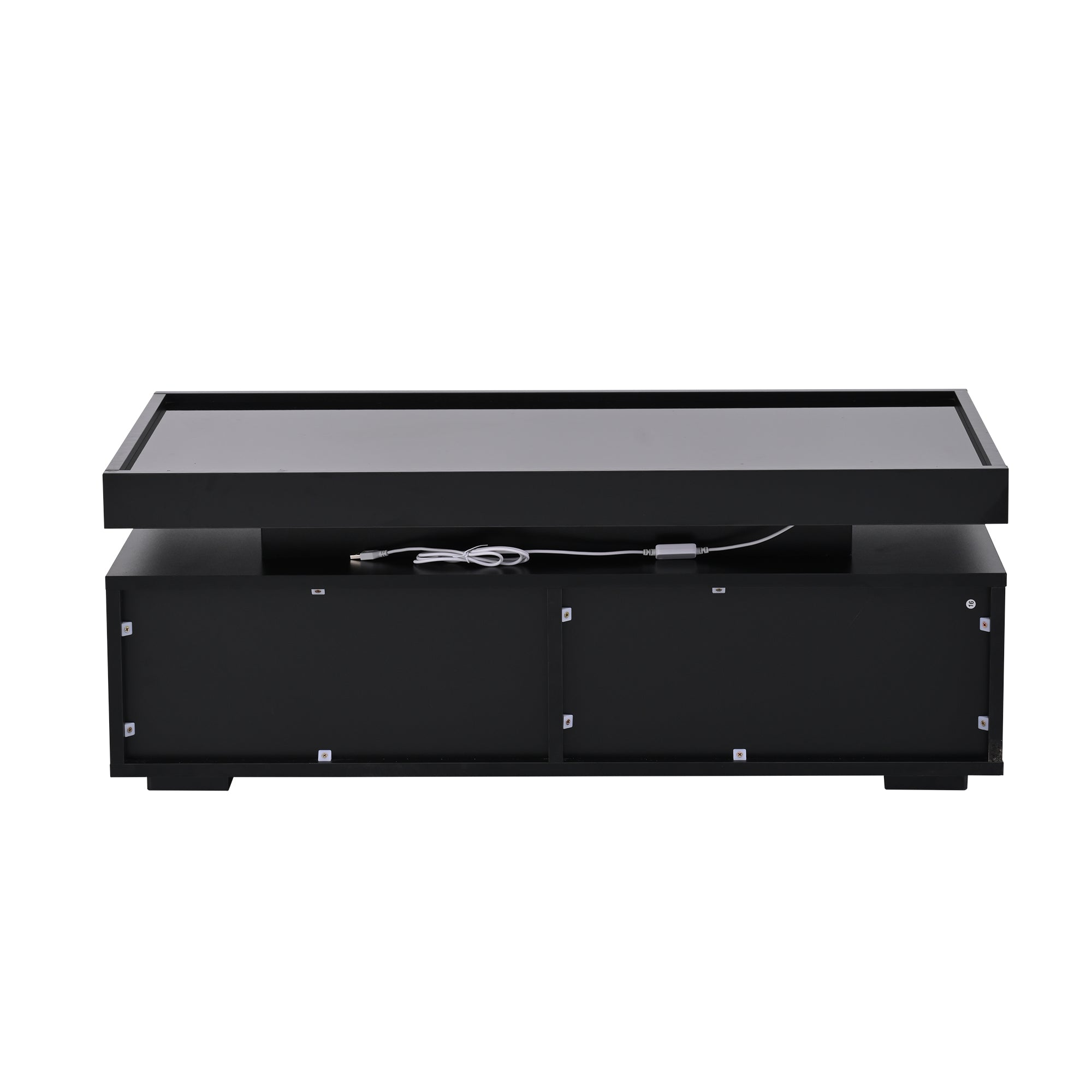 Logidon hoogglans salontafel 95x45x35 cm met LED verlichting zwart