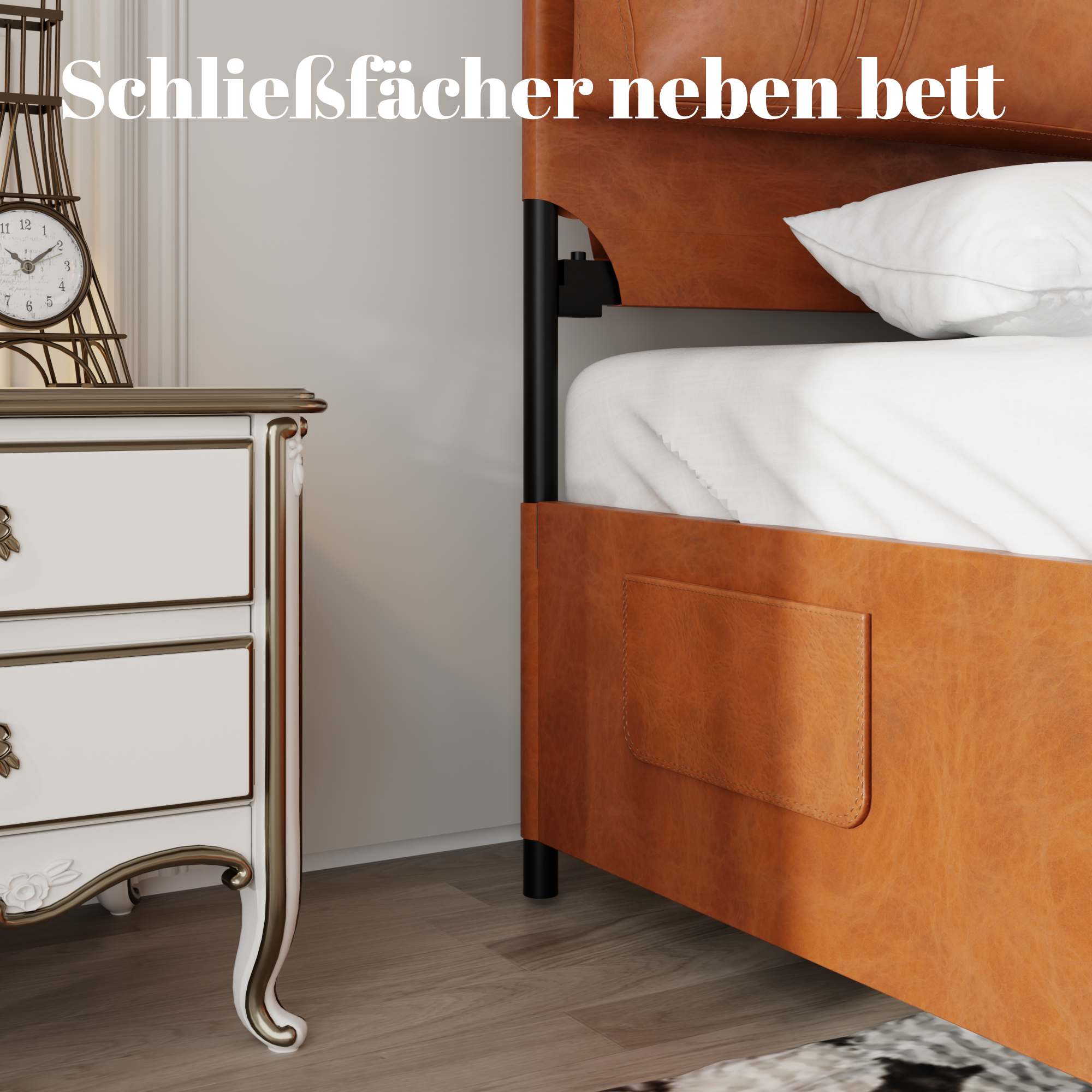 Logidon Luxe Hemelbed 180x200 Bruin met PU-lederen kussen
