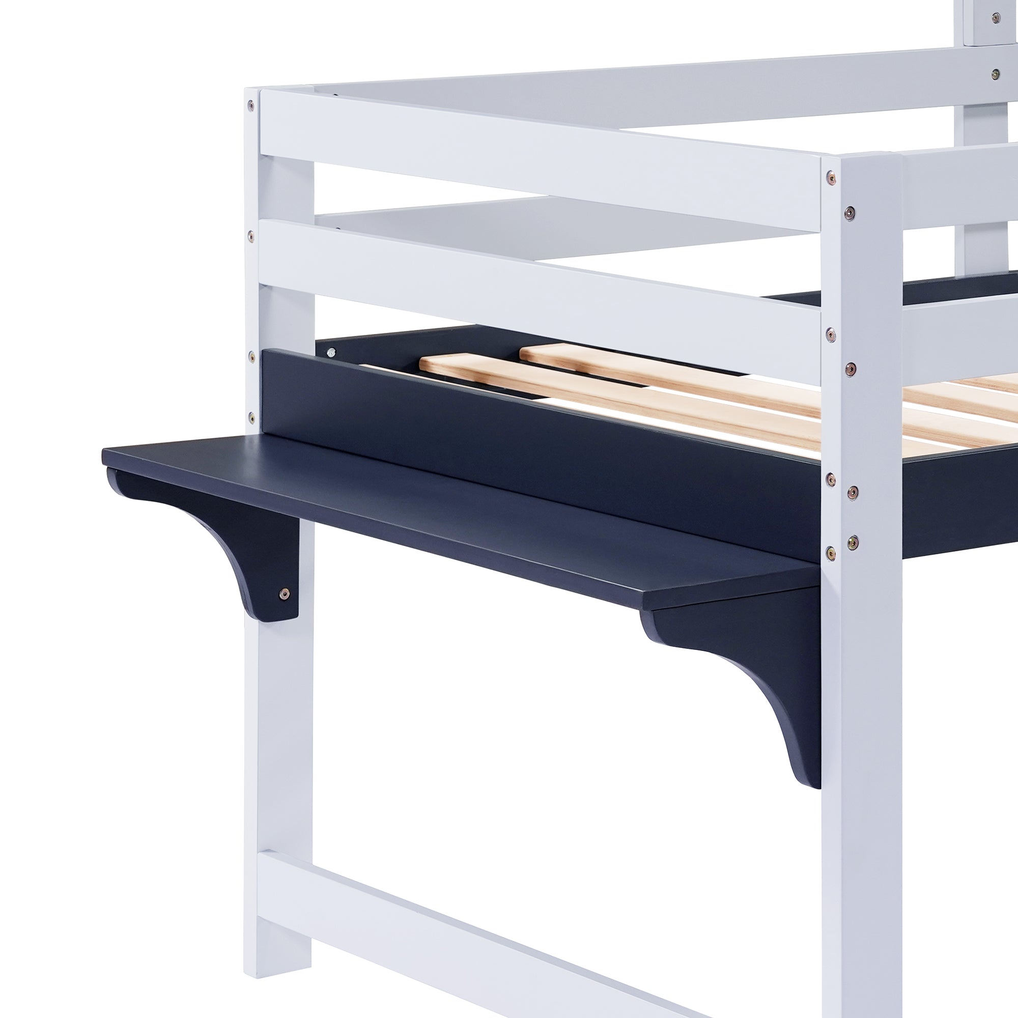 Logidon stapelbed halfhoogslaper 90x200 wit donkerblauw dakraam