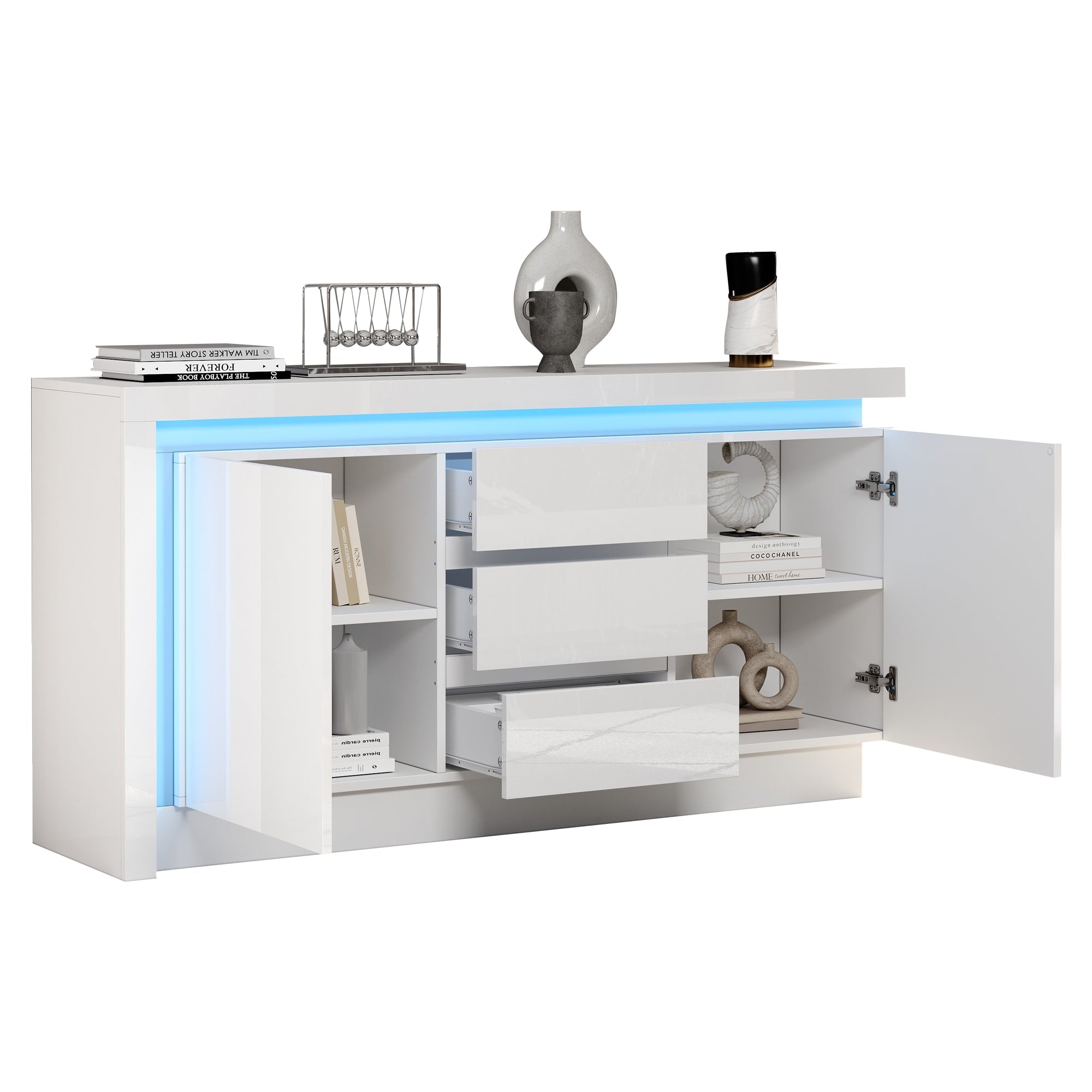 Logidon dressoir 140x35x72 cm wit hoogglans met LED