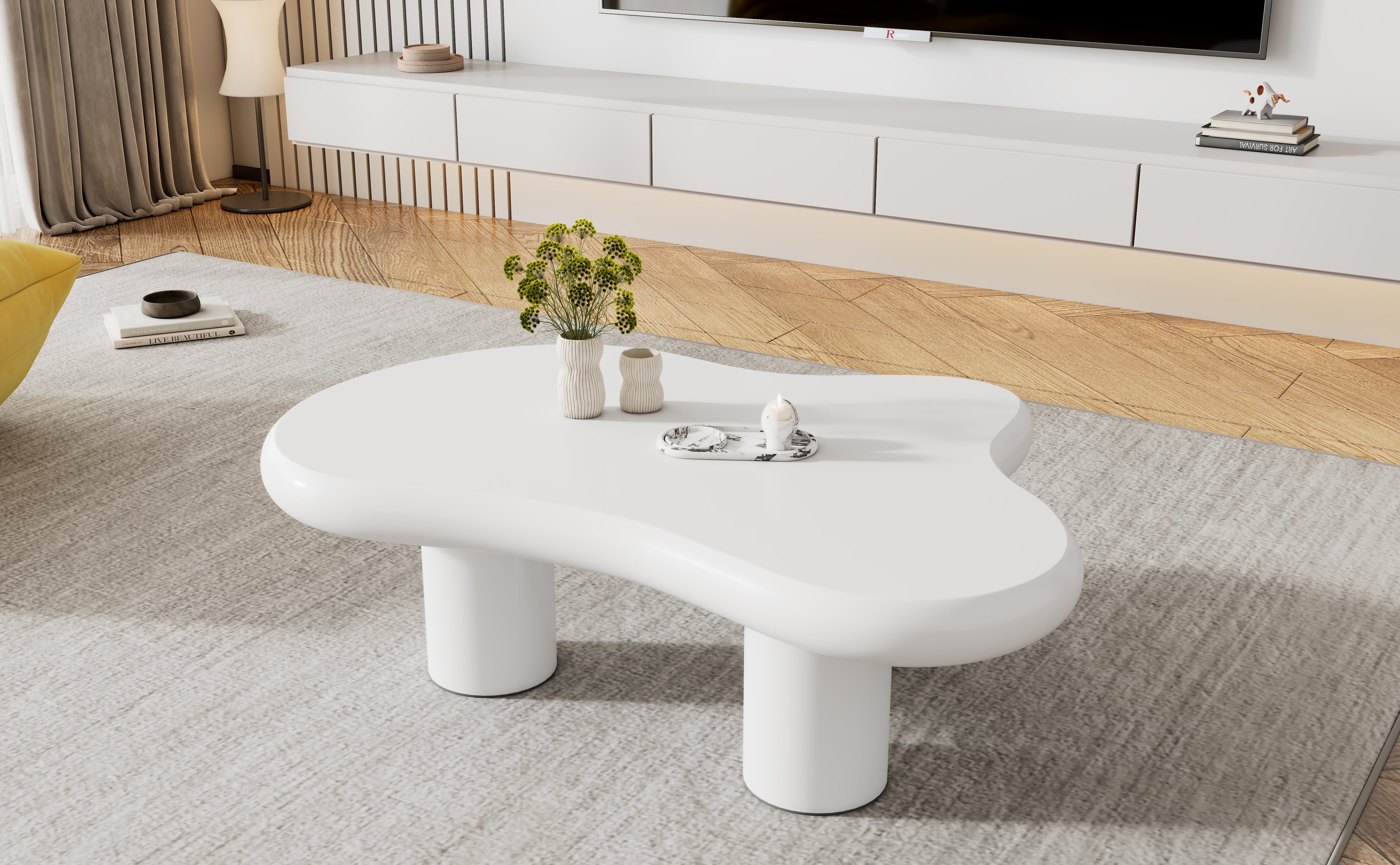 Logidon wolkvormige salontafel wit 97x67x32 cm MDF gelakt oppervlak