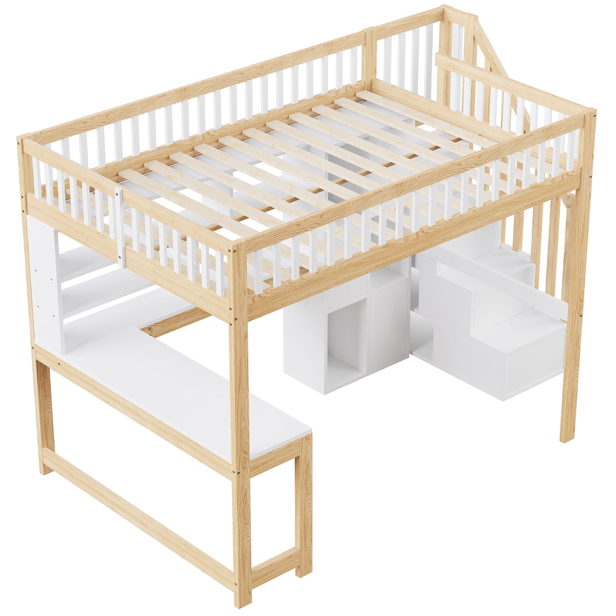 Logidon hoogslaper 140x200 cm met LED-verlichting wit en naturel