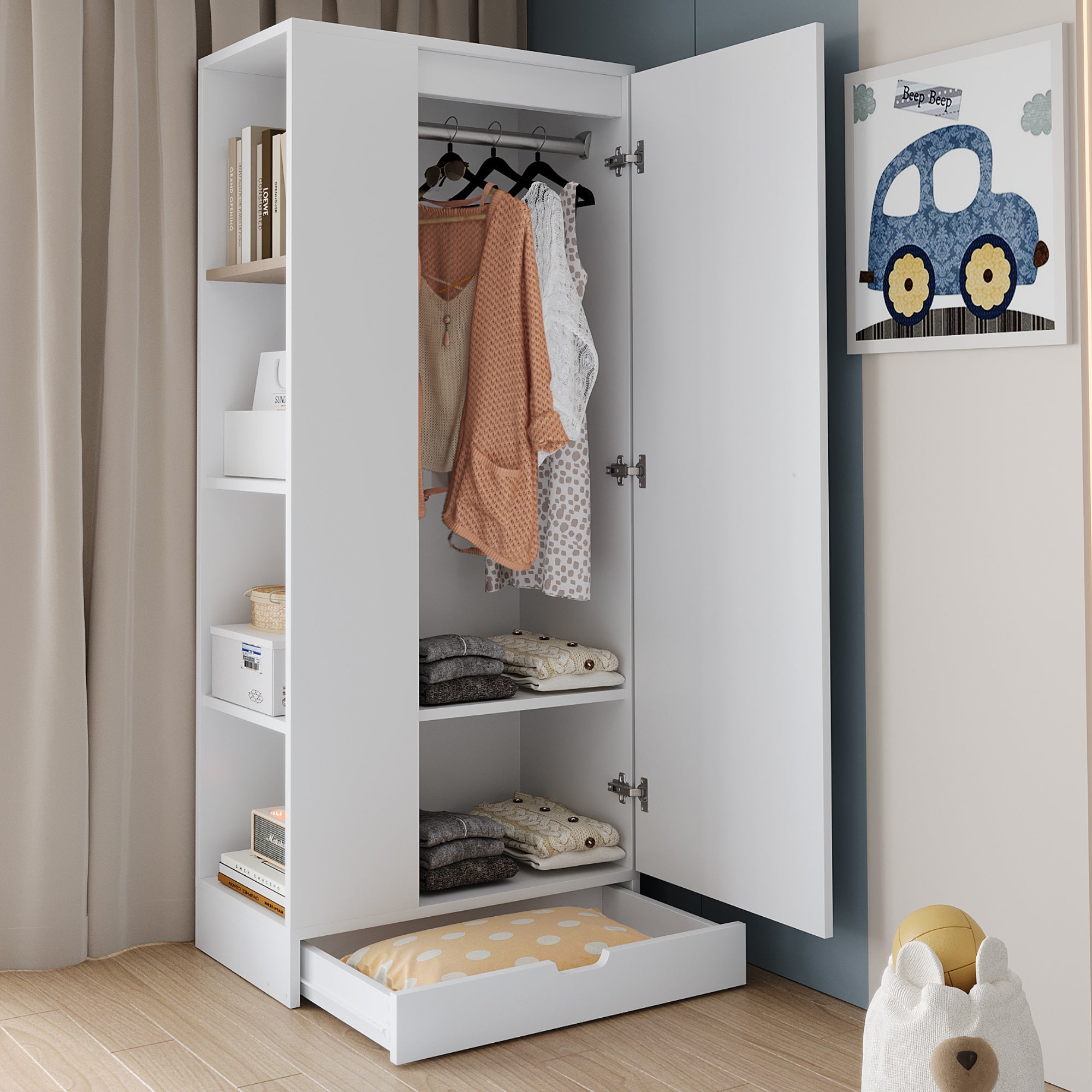 Logidon kledingkast 70x40x170 centimeter enkele deur planken wit