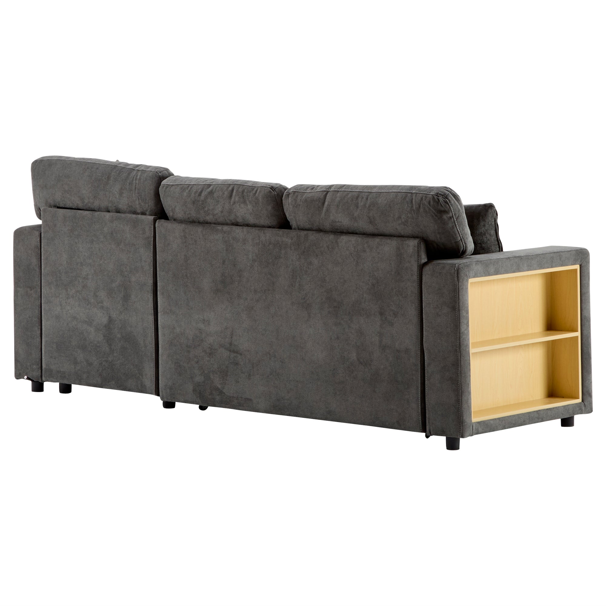 Logidon Corner Sofa Gray Extendable Bed With Bed Box Shelf 214x131