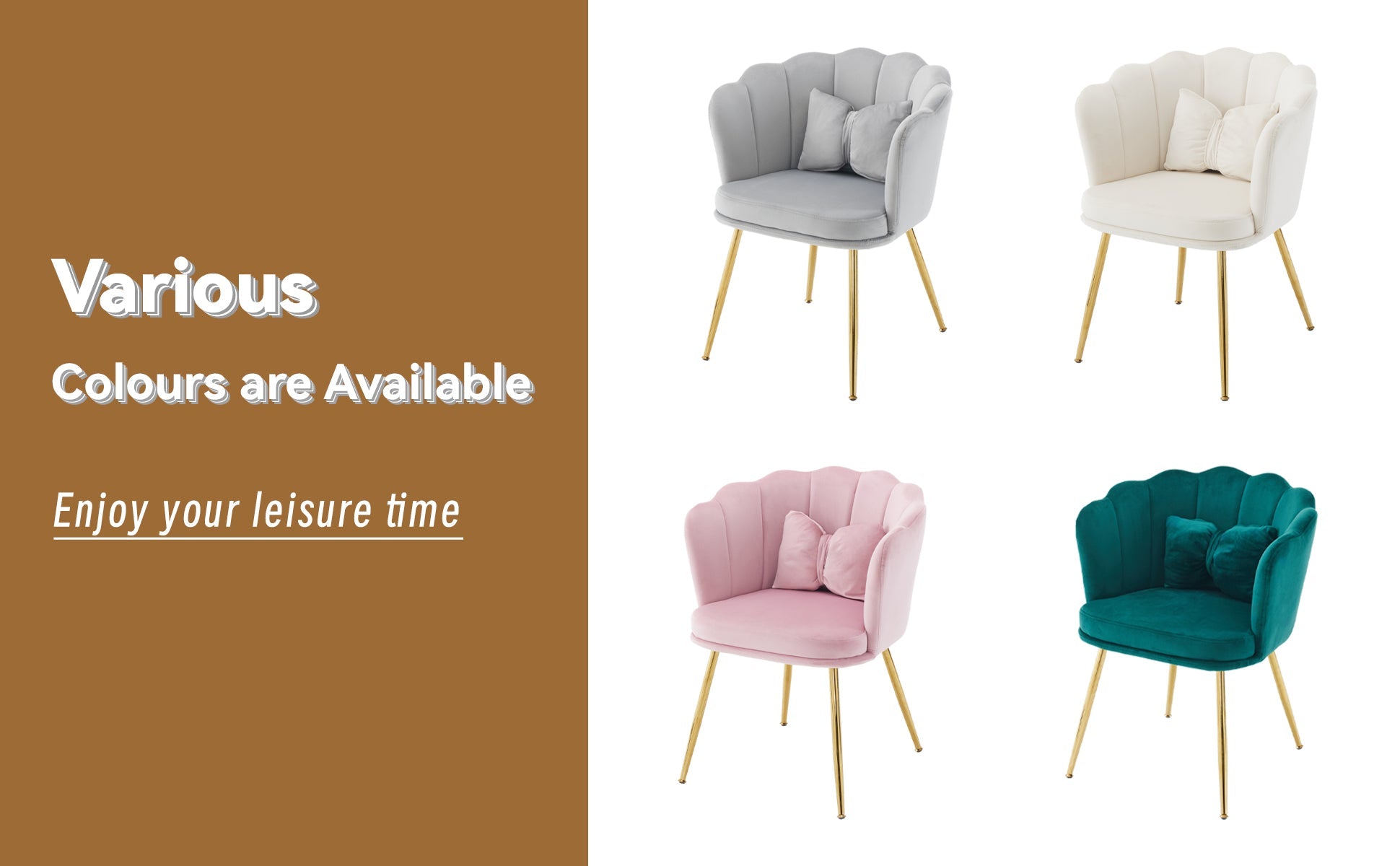 Logidon Moderne Fluwelen Fauteuil Beige Met Gouden Poten
